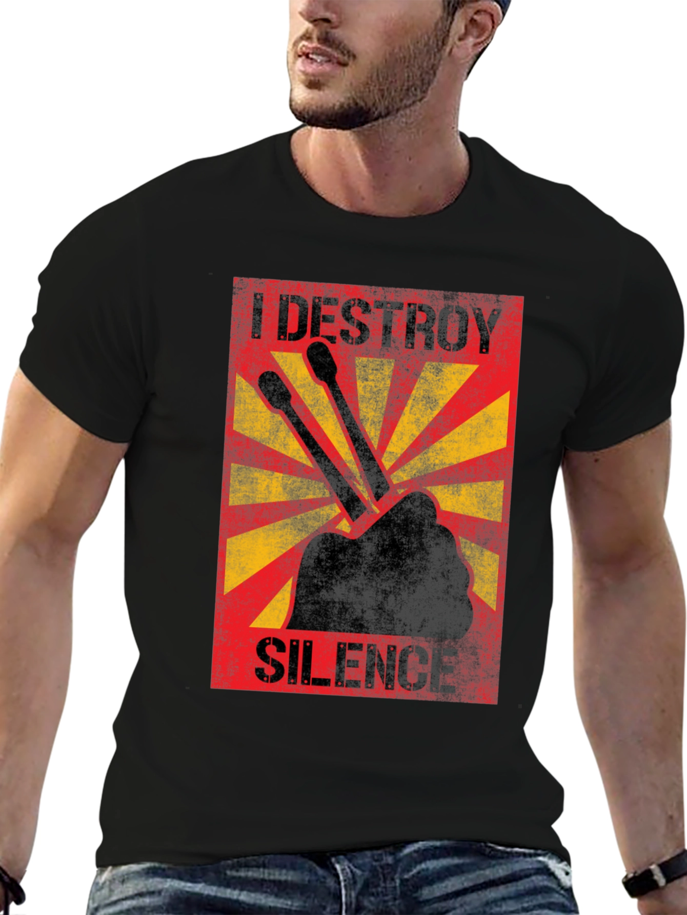 I Destroy Silence Drummer Graphic T-Shirt