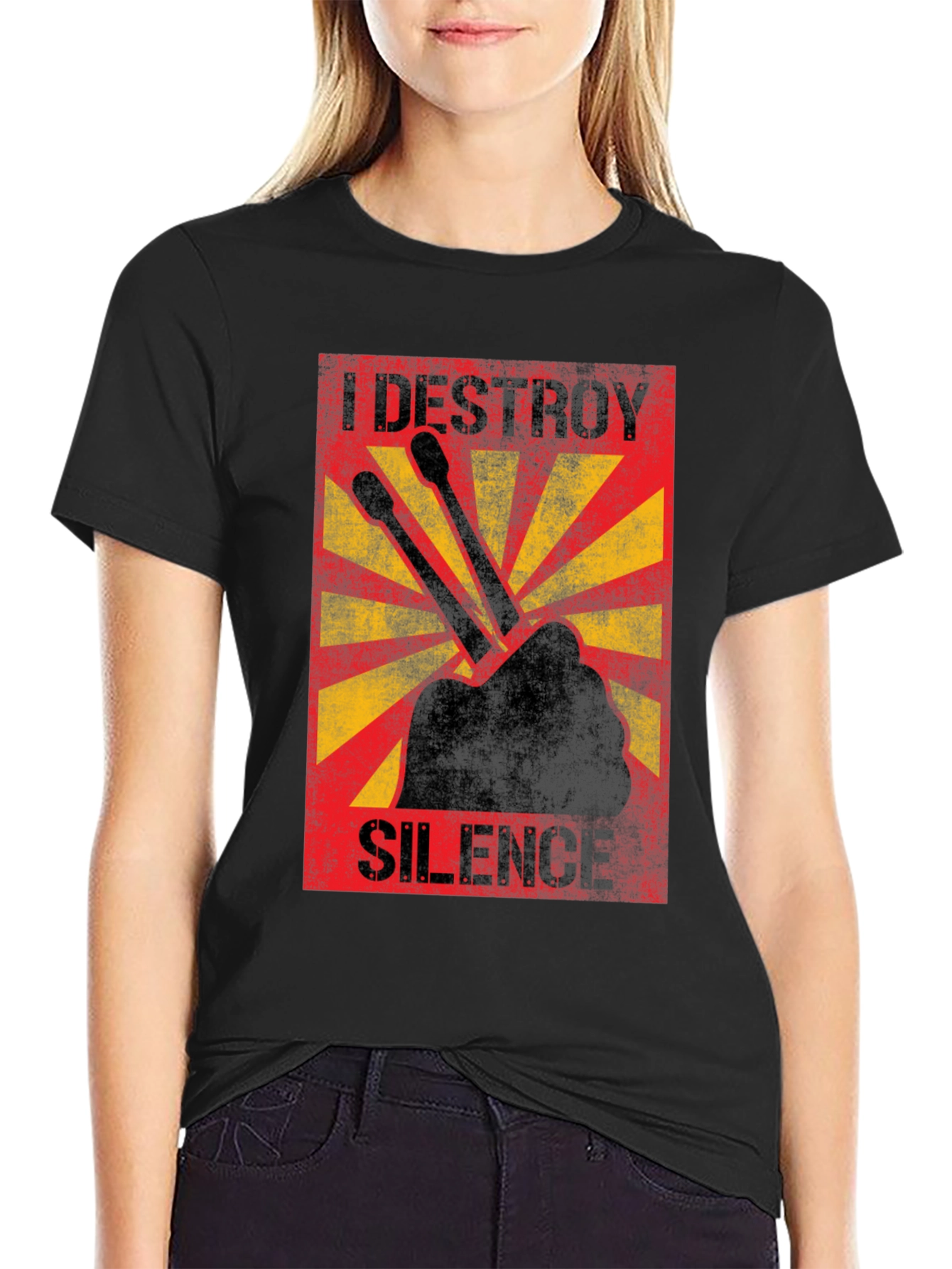 I Destroy Silence Drummer Graphic T-Shirt