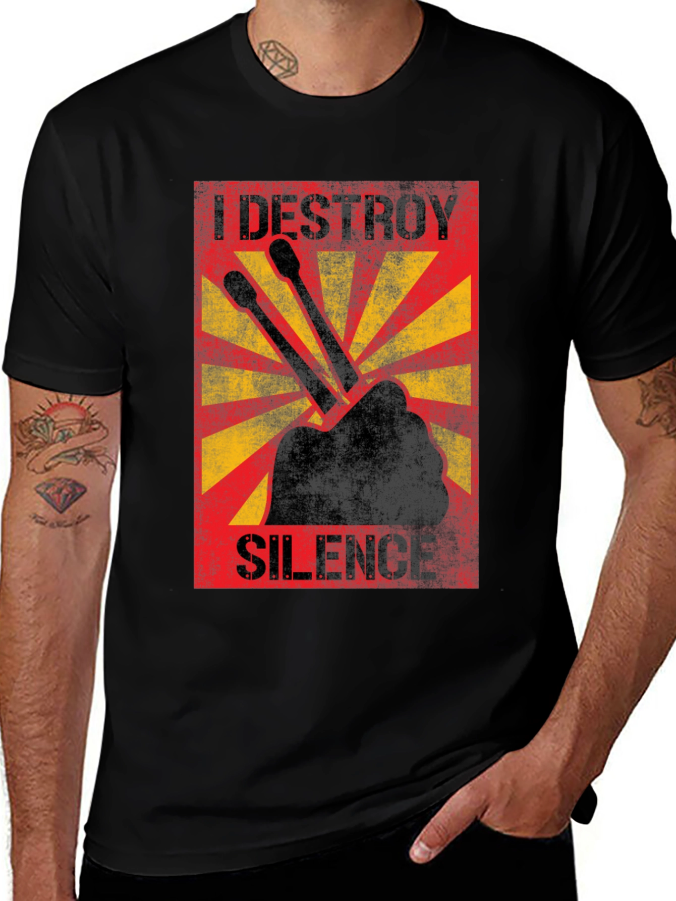 I Destroy Silence Drummer Graphic T-Shirt