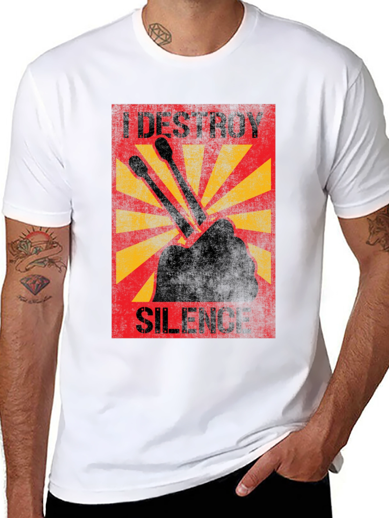 I Destroy Silence Drummer Graphic T-Shirt