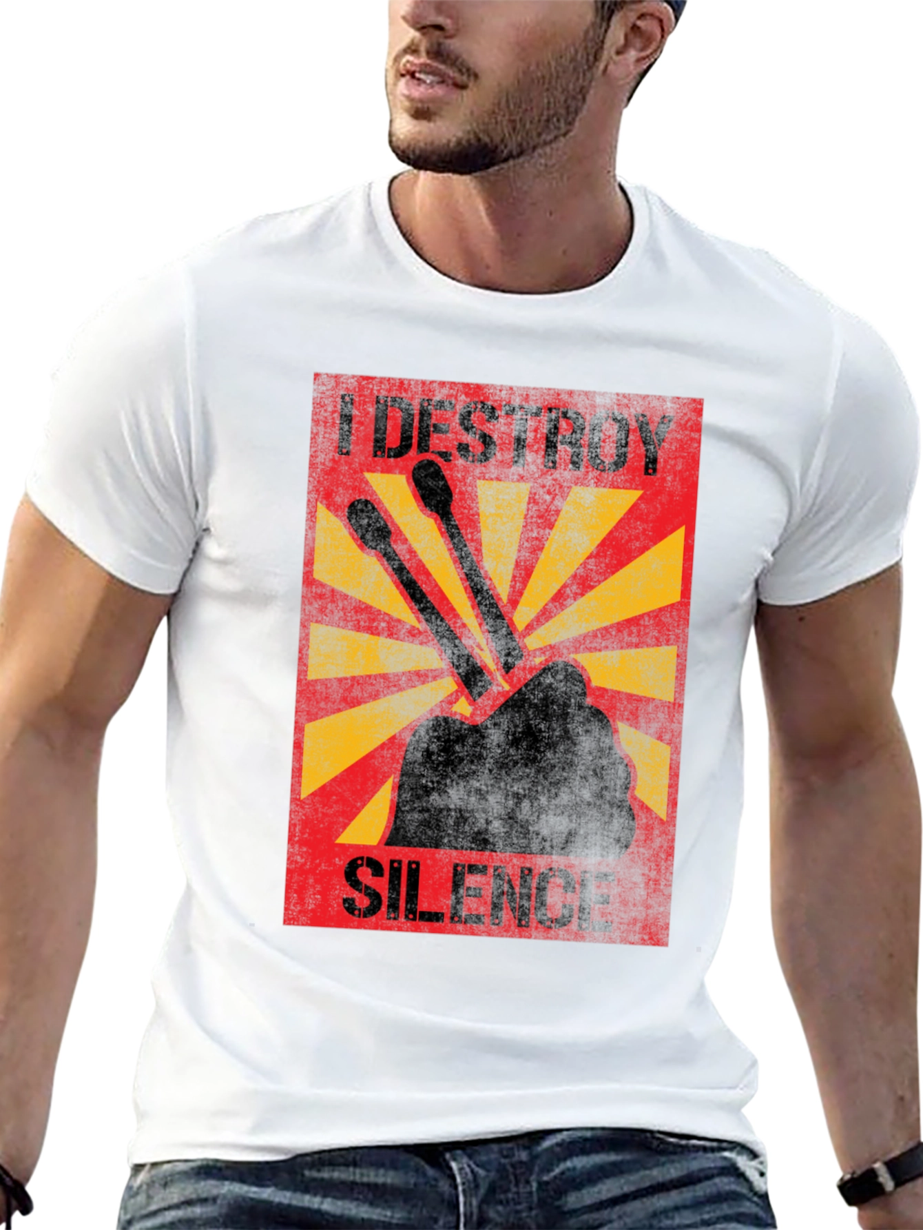 I Destroy Silence Drummer Graphic T-Shirt