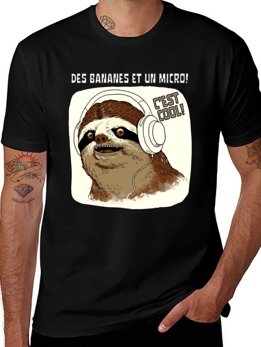 Funny Sloth DJ T-Shirt - Des Bananes Et Un Micro!