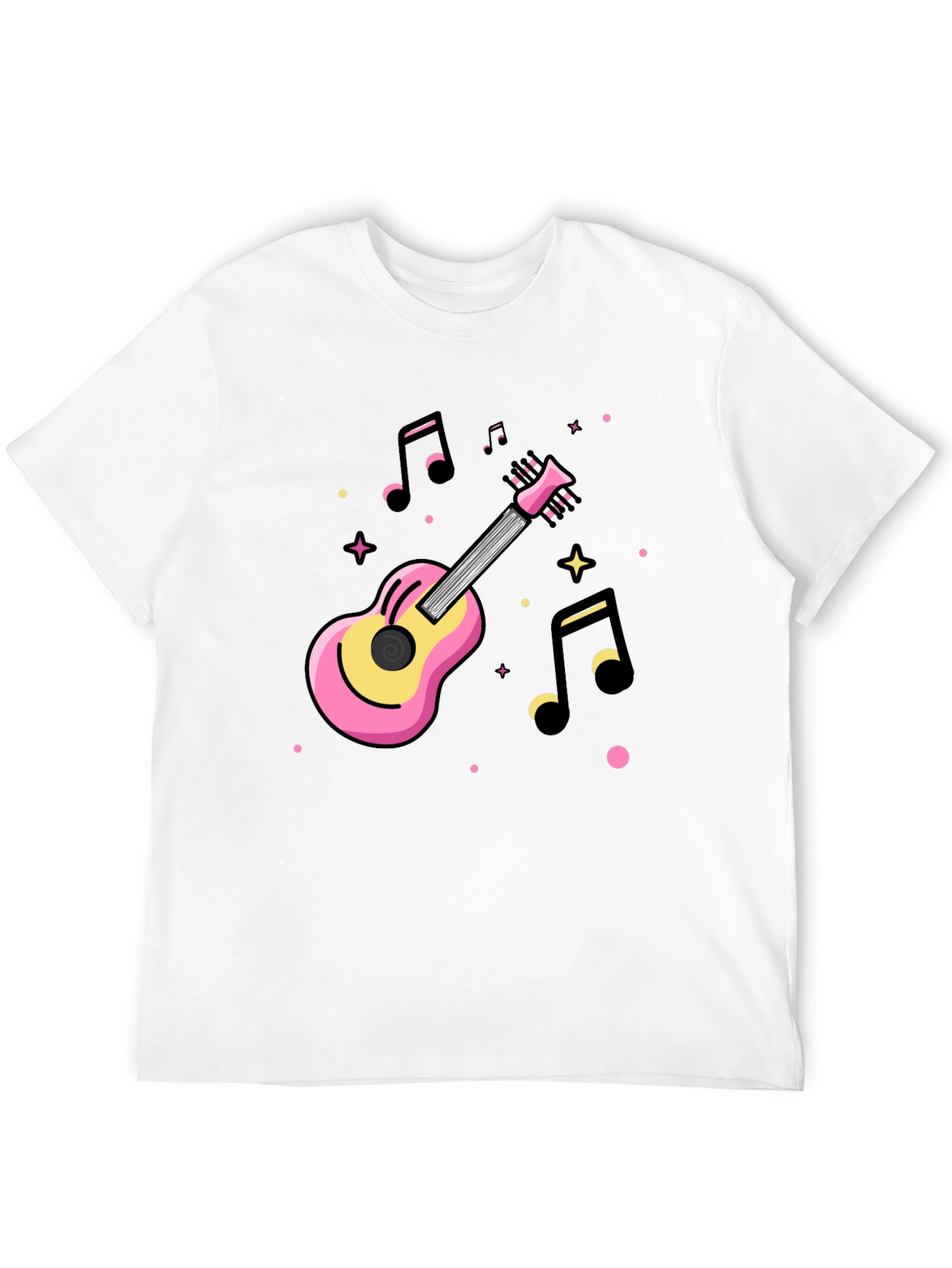 Music Lovers Black Tee with Guitar Graphic