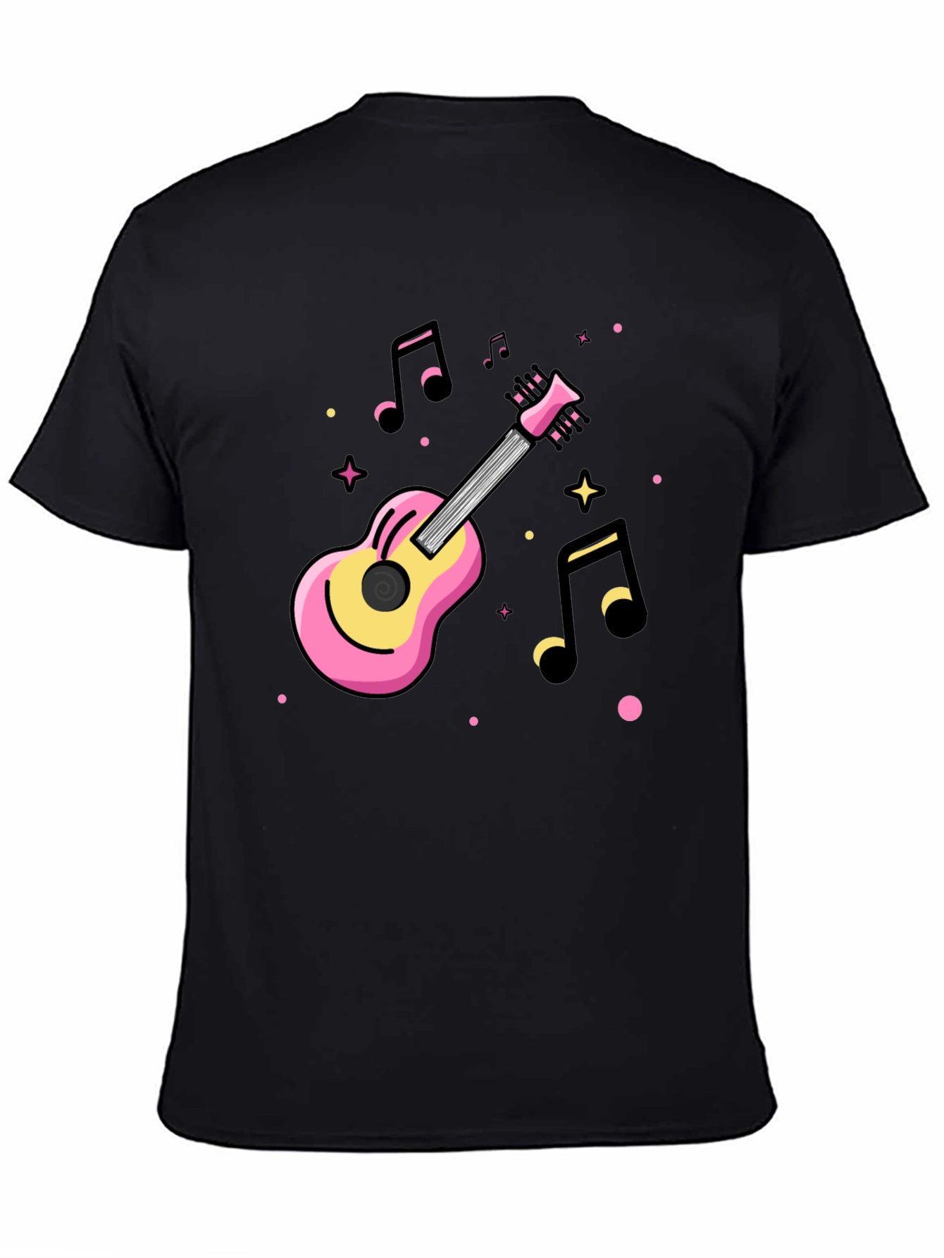 Music Lovers Black Tee with Guitar Graphic