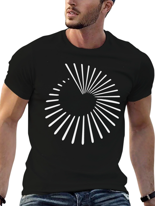 Geometric Spiral Graphic Print Mens Black T-Shirt
