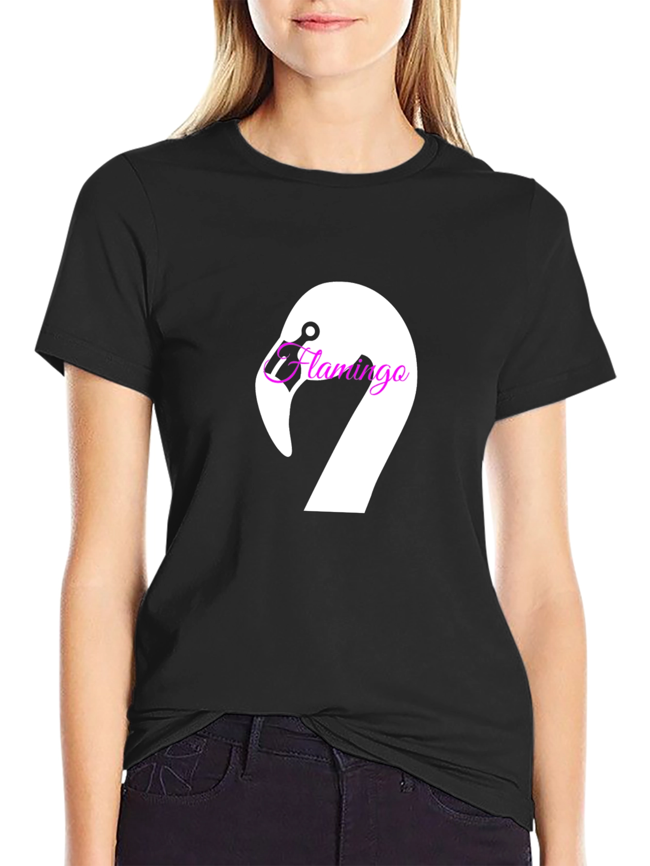 Black Flamingo Graphic Tee - Modern Casual T-Shirt