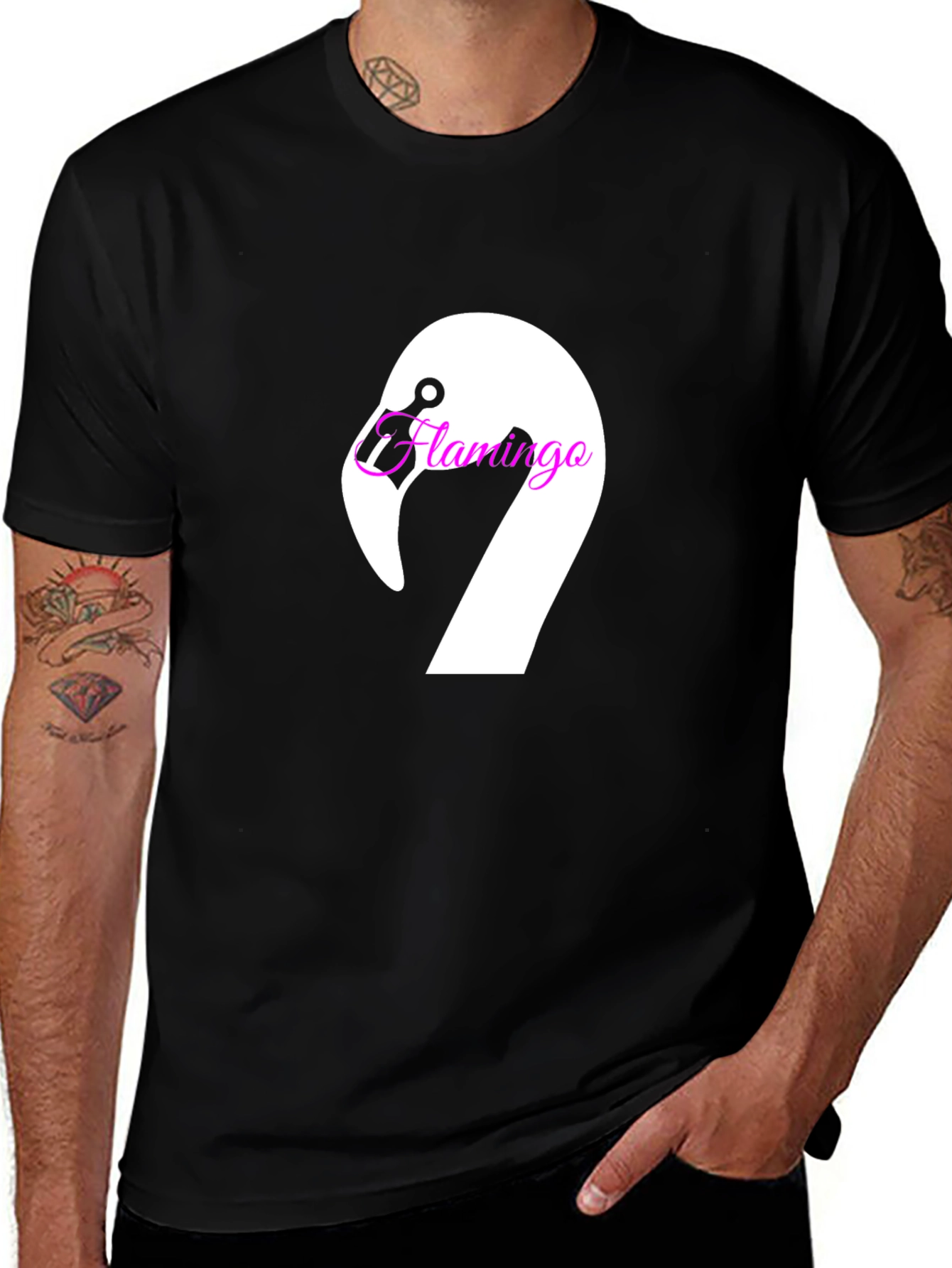 Black Flamingo Graphic Tee - Modern Casual T-Shirt