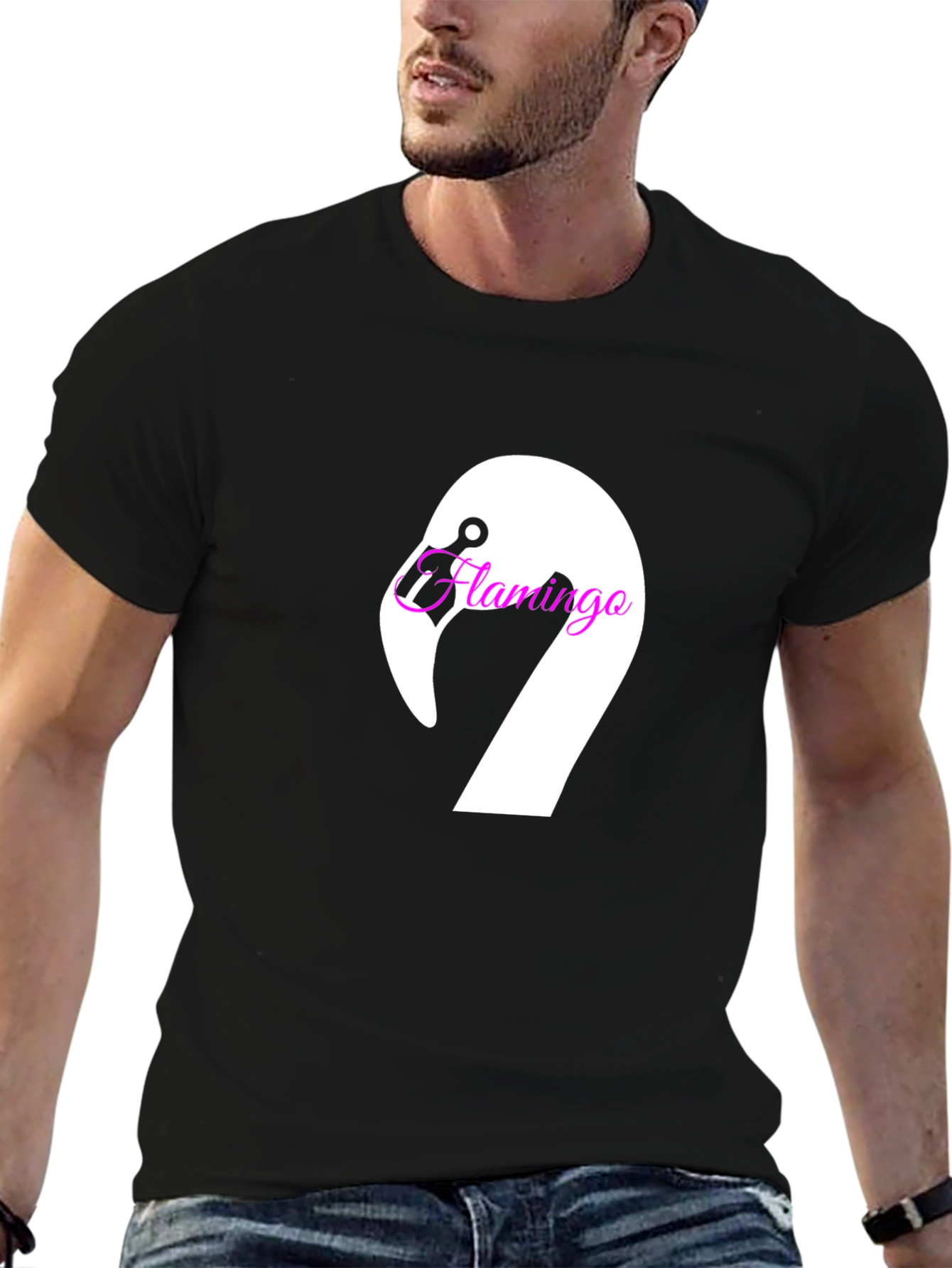 Black Flamingo Graphic Tee - Modern Casual T-Shirt