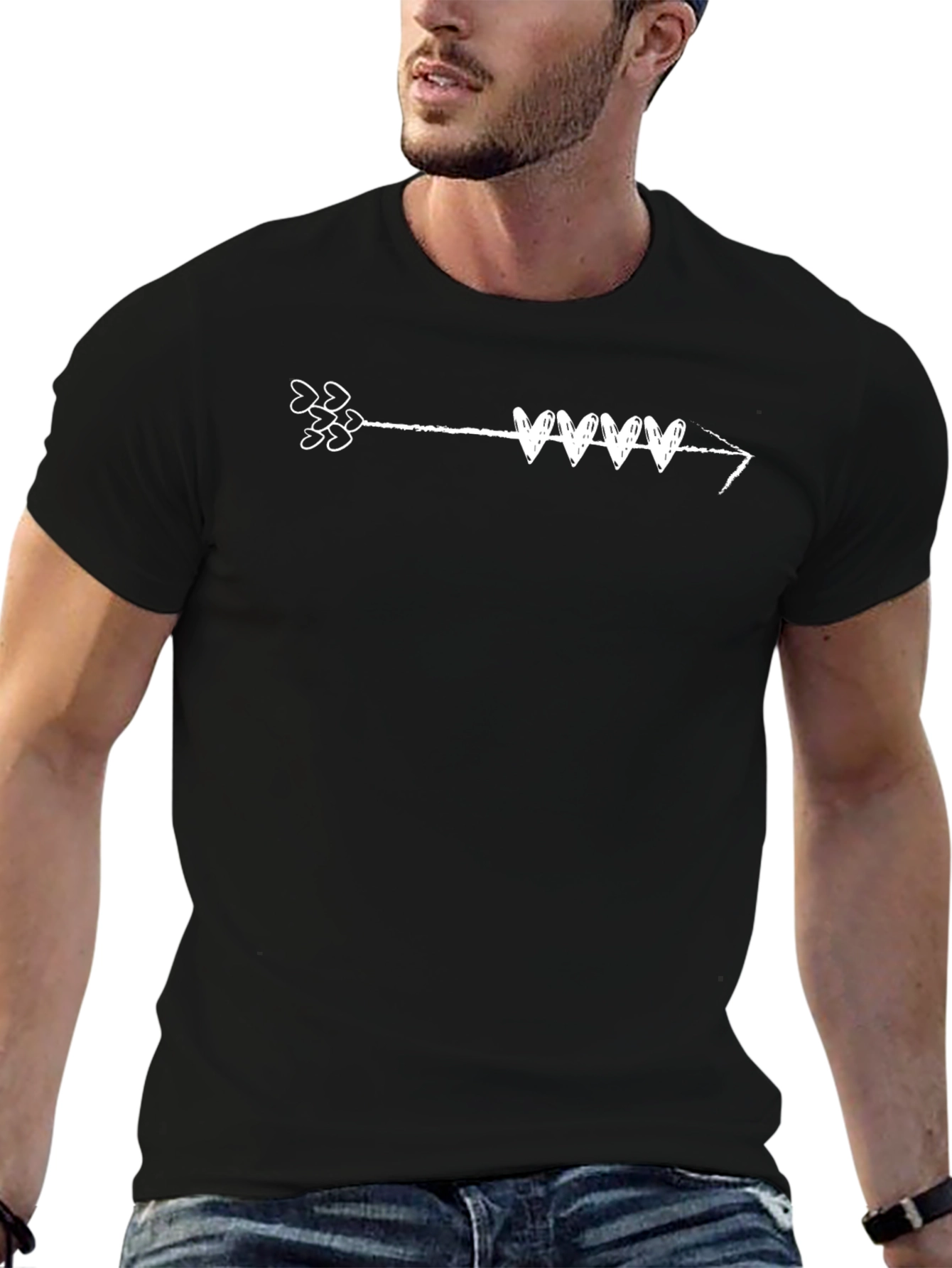 Arrow Heart T-Shirt - Black Casual Tee