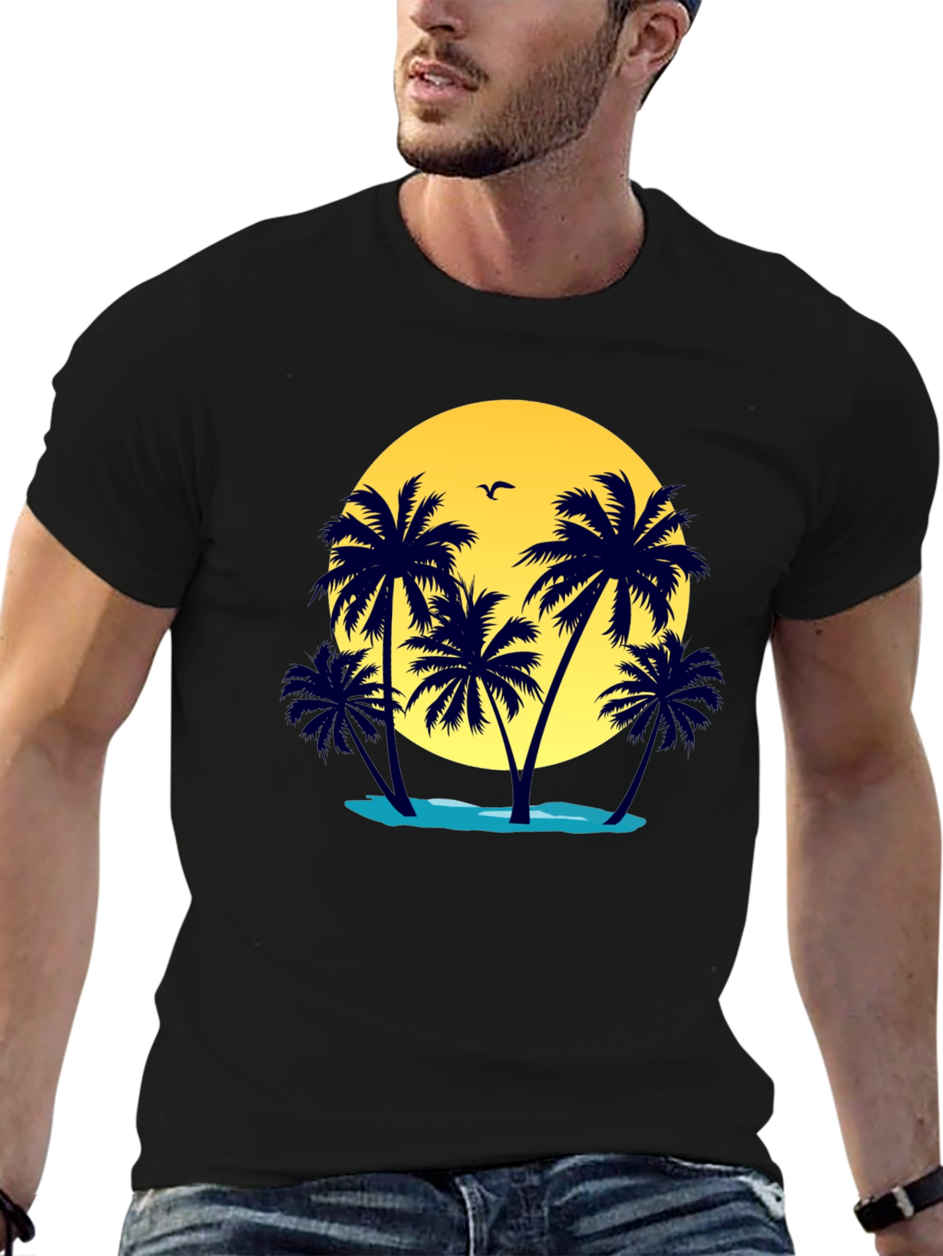 Island Palm Graphic Tee - Tropical Vacation Shirt