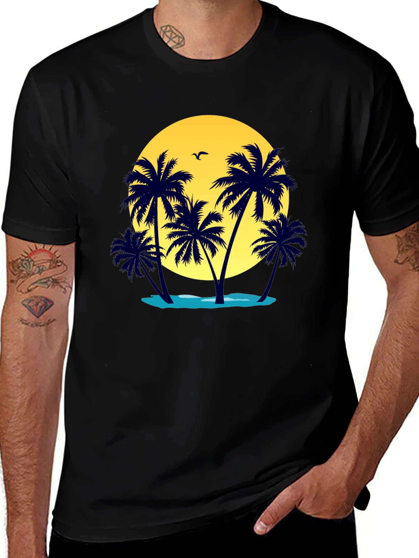 Island Palm Graphic Tee - Tropical Vacation Shirt
