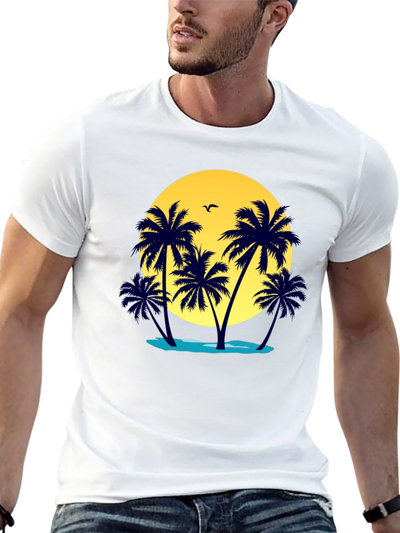 Island Palm Graphic Tee - Tropical Vacation Shirt