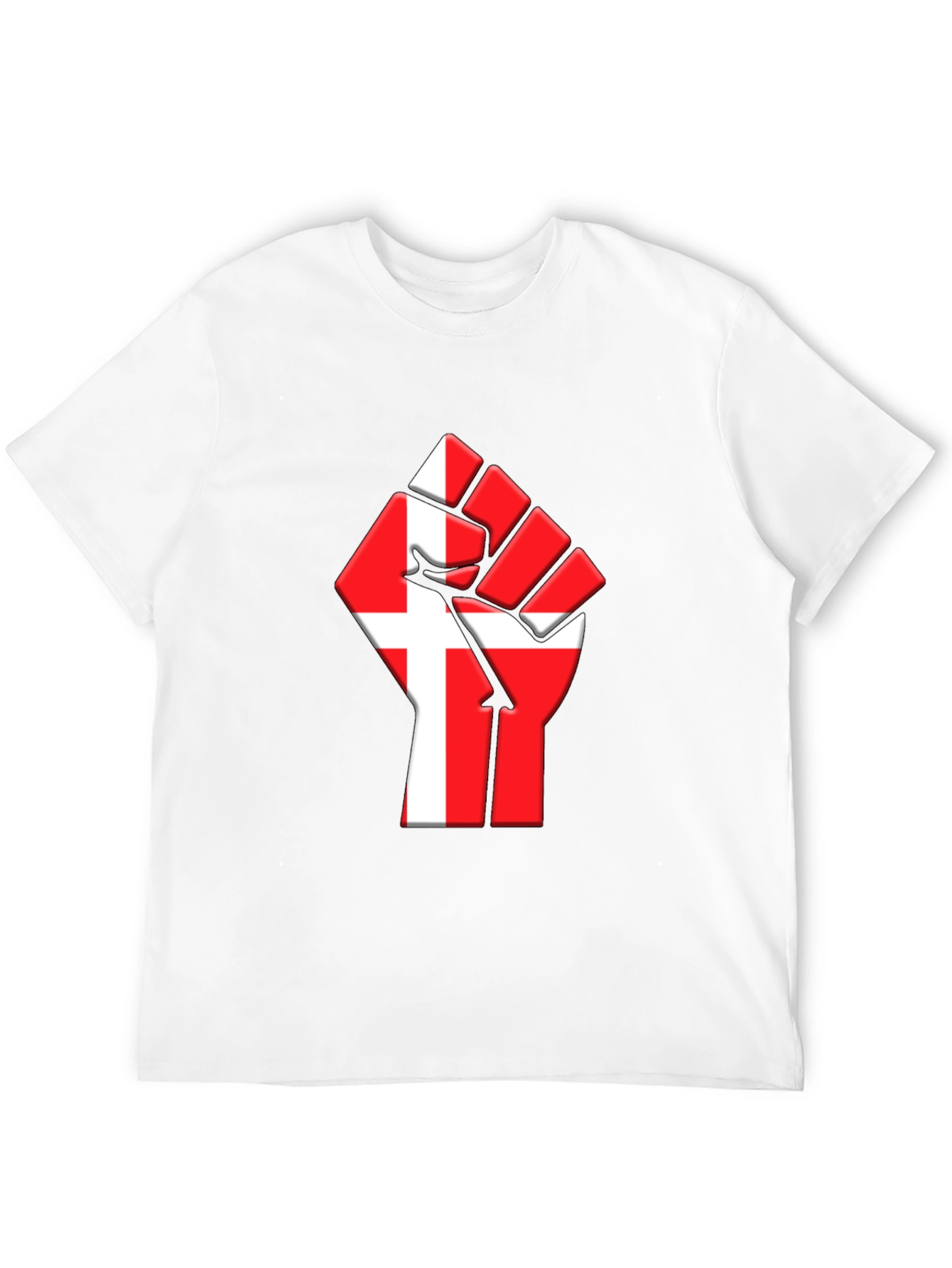 Danish Flag Fist Graphic Black T-Shirt
