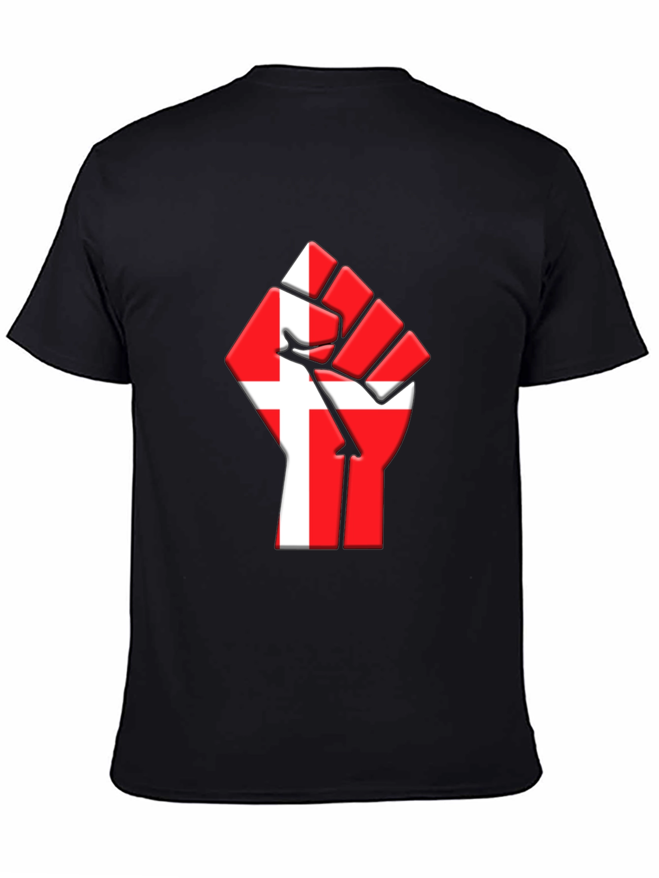 Danish Flag Fist Graphic Black T-Shirt