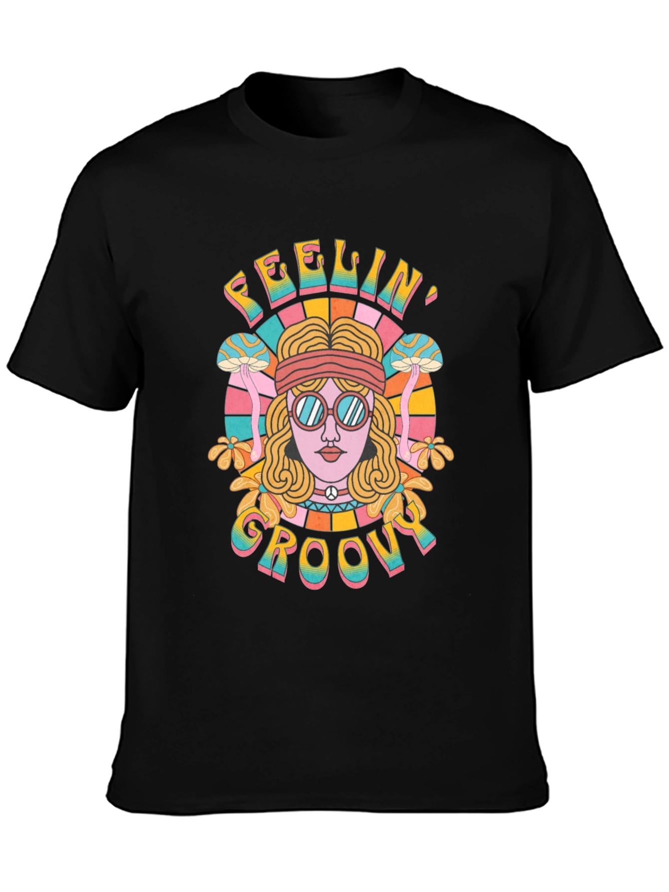 Feelin Groovy Retro Graphic Tee - Black
