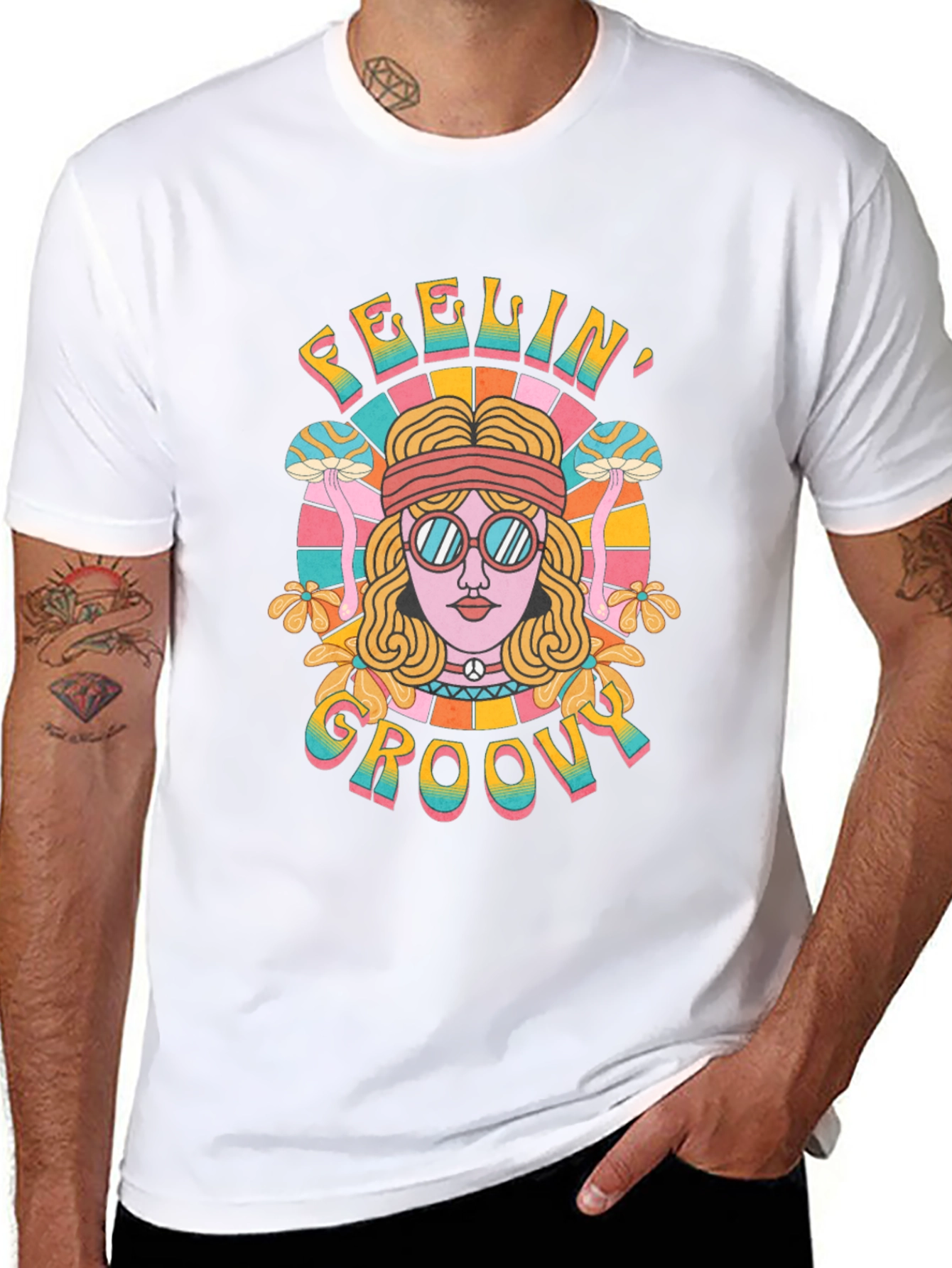 Feelin Groovy Retro Graphic Tee - Black