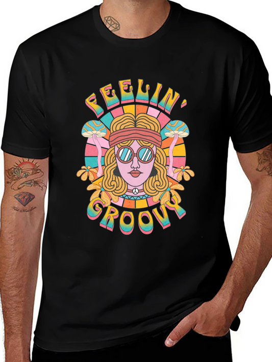 Feelin Groovy Retro Graphic Tee - Black