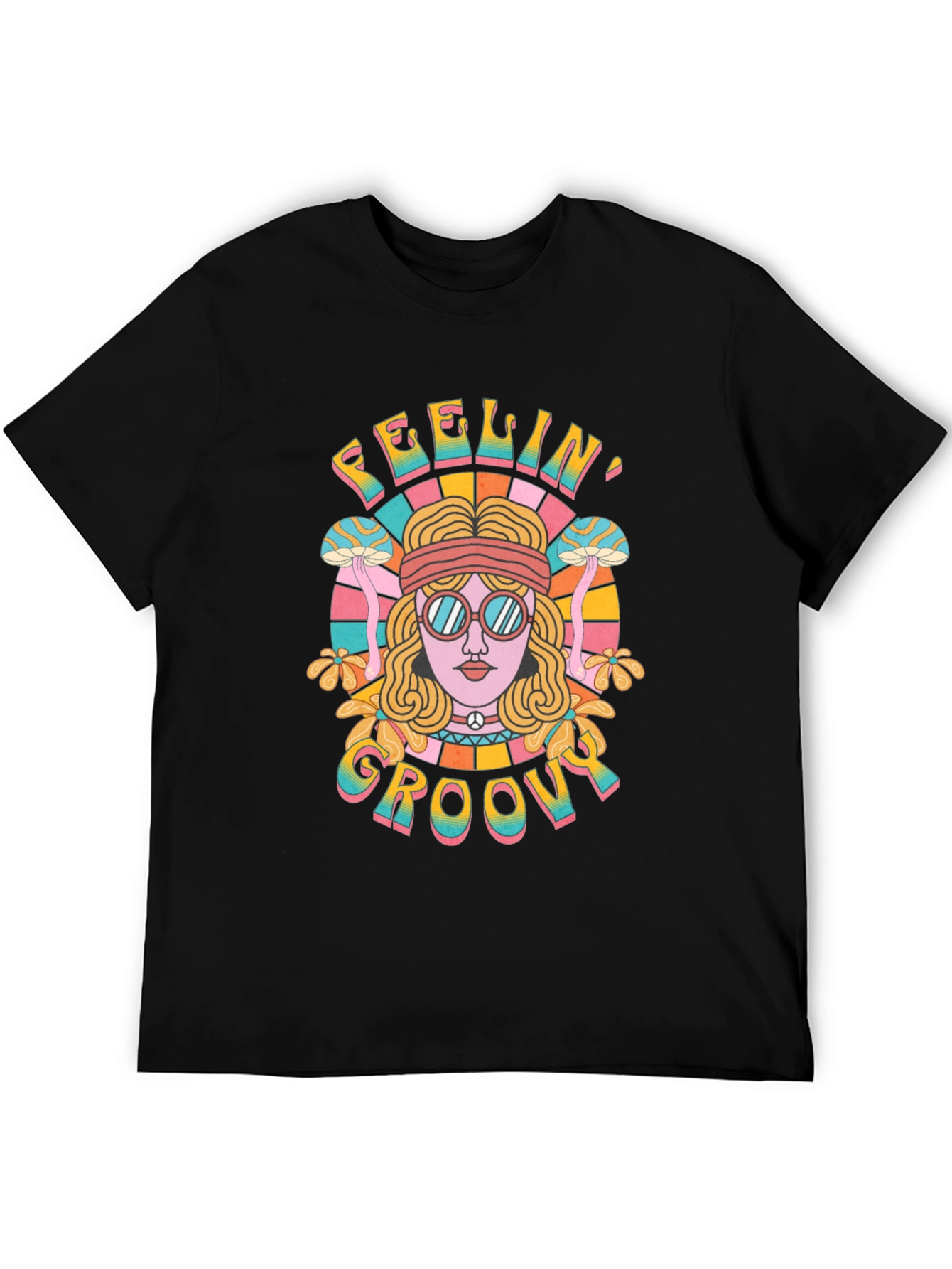 Feelin Groovy Retro Graphic Tee - Black