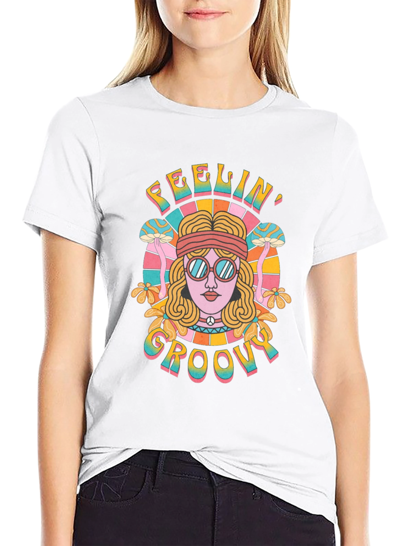 Feelin Groovy Retro Graphic Tee - Black