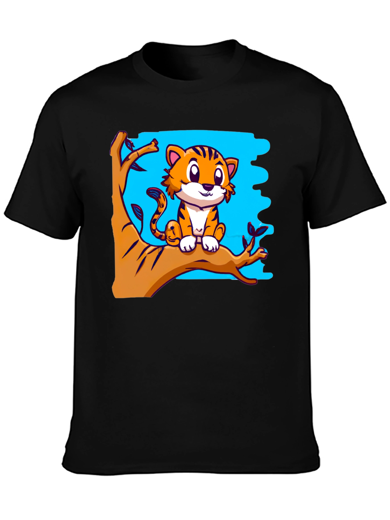 Cute Tiger Graphic Tee - Black T-Shirt
