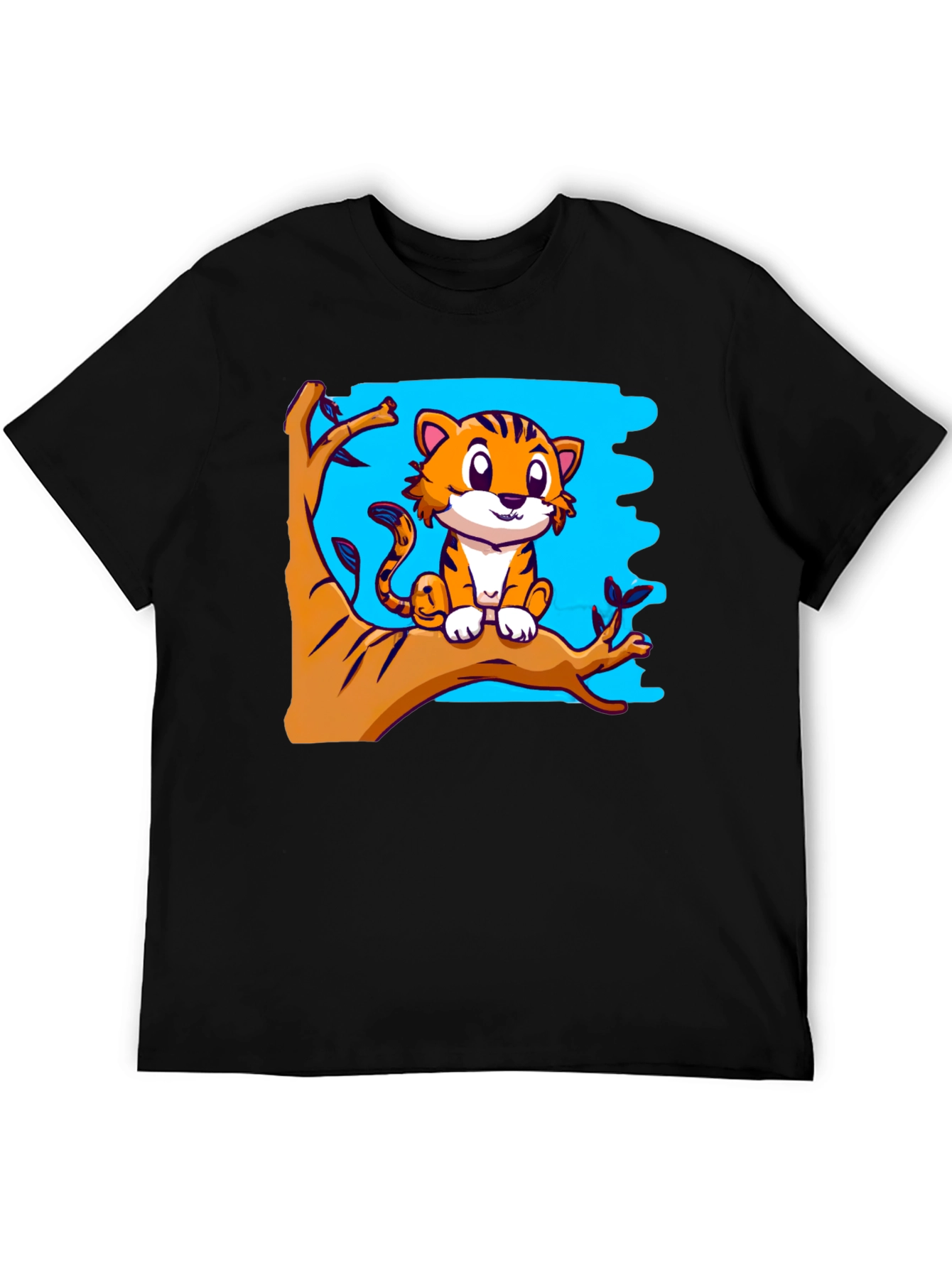 Cute Tiger Graphic Tee - Black T-Shirt