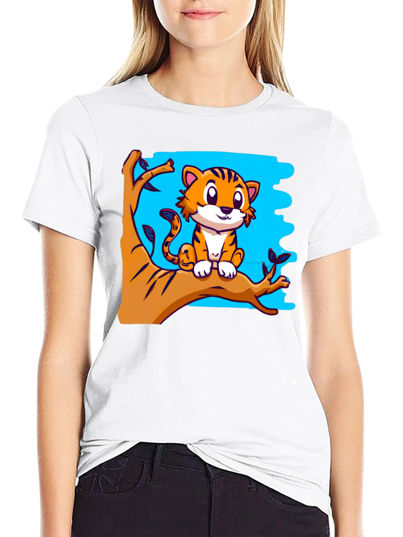 Cute Tiger Graphic Tee - Black T-Shirt