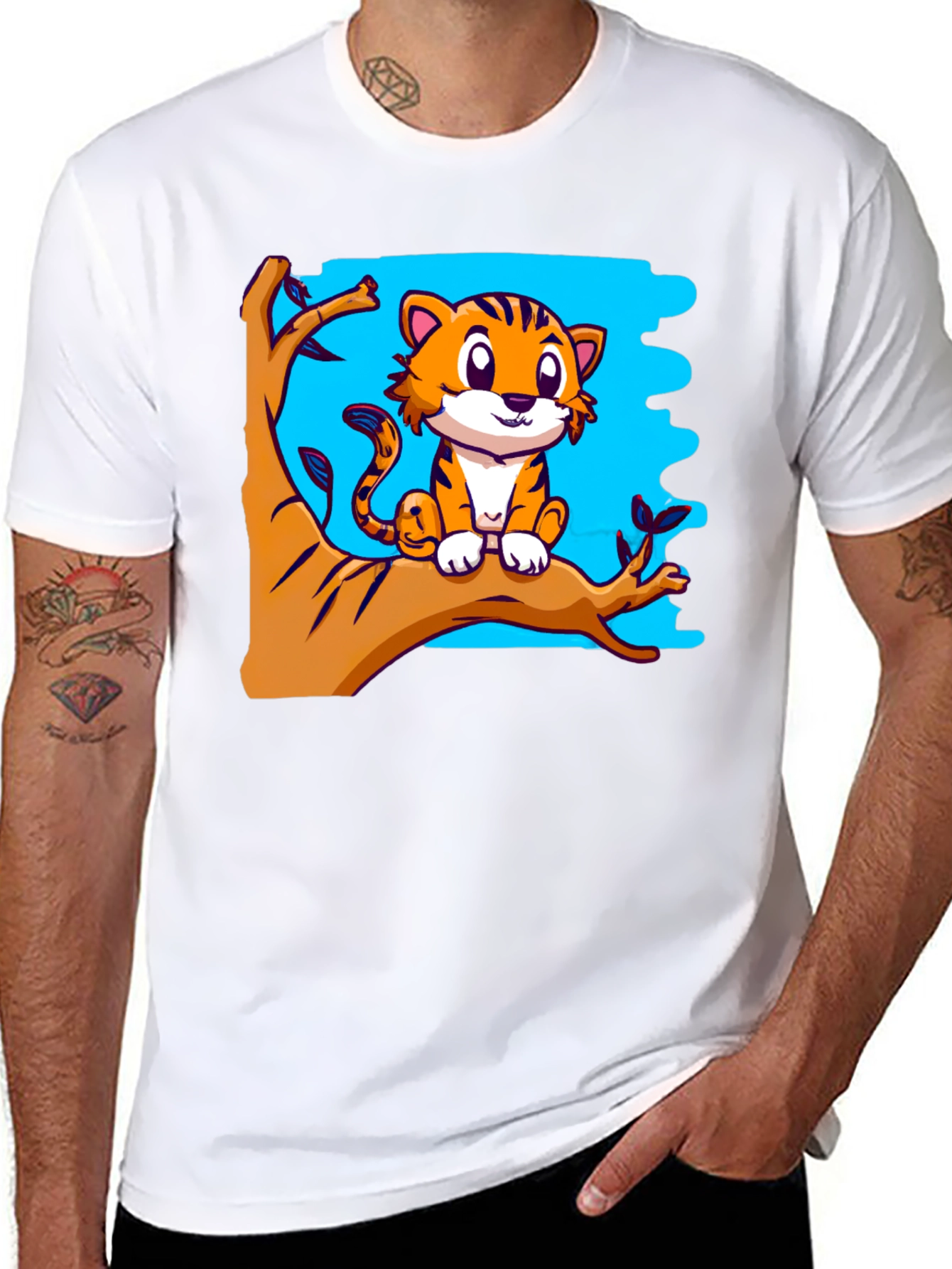 Cute Tiger Graphic Tee - Black T-Shirt