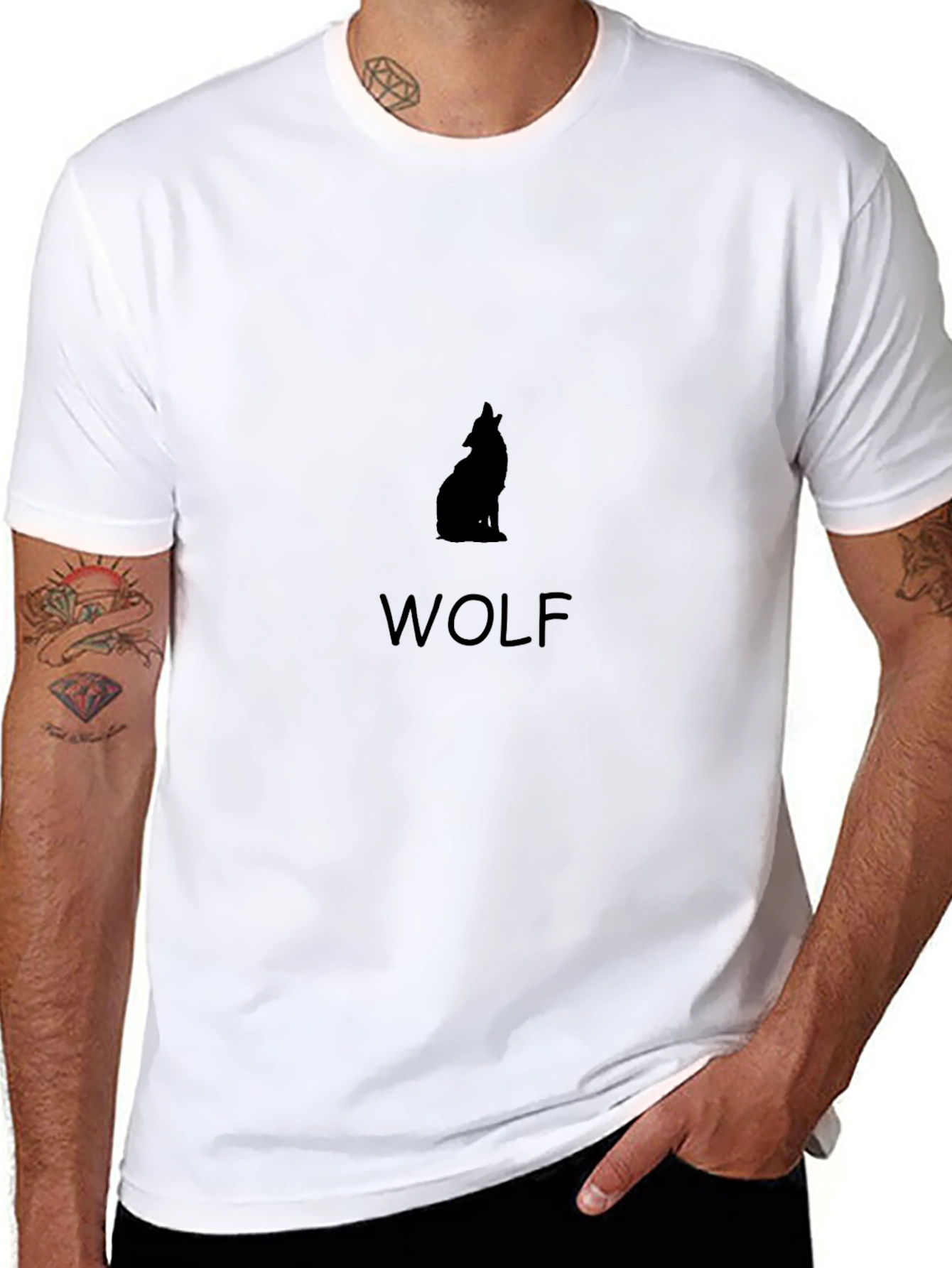 Mens Black Wolf Graphic Tee - Classic Fit