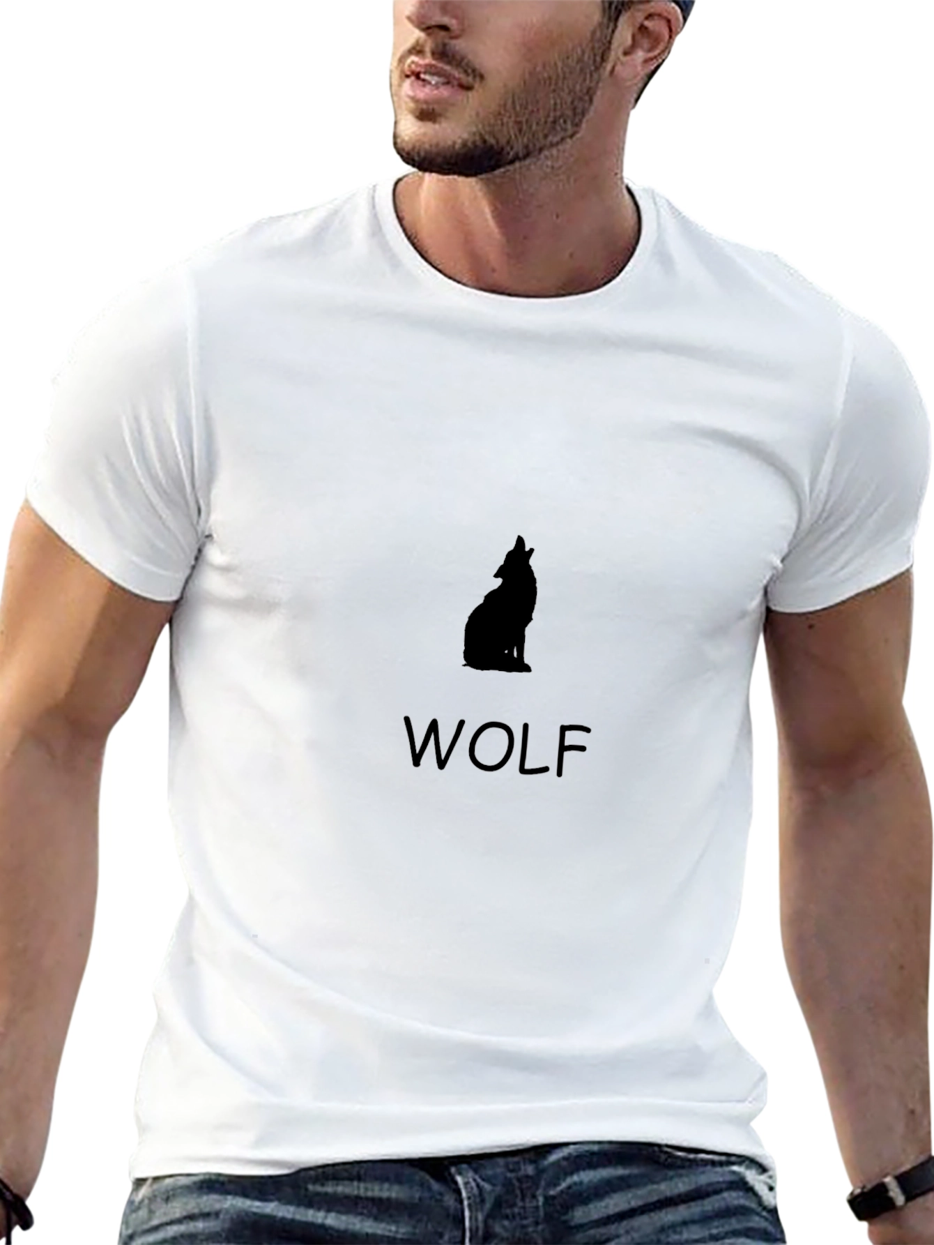 Mens Black Wolf Graphic Tee - Classic Fit