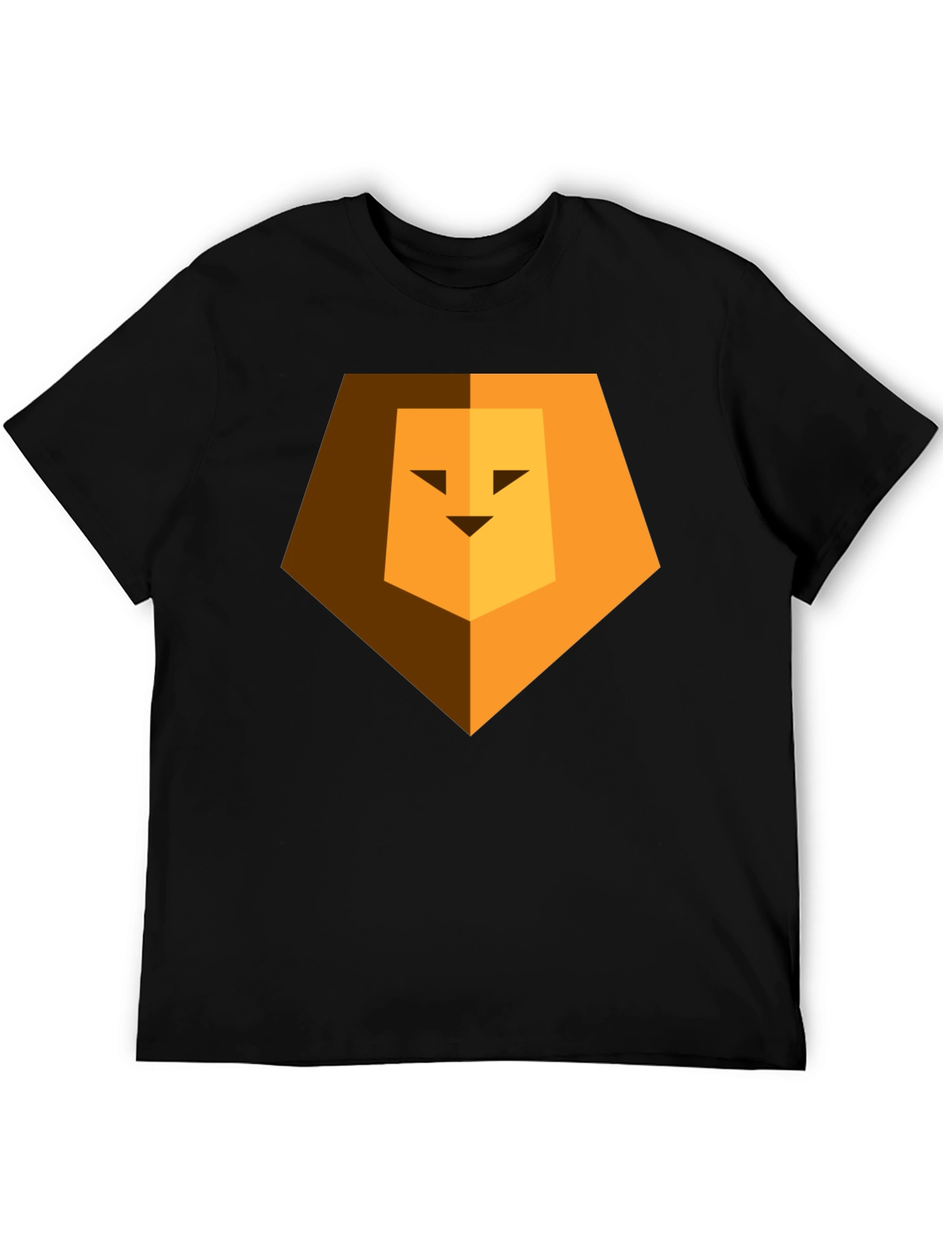 Geometric Lion Head Graphic Print Black Tee