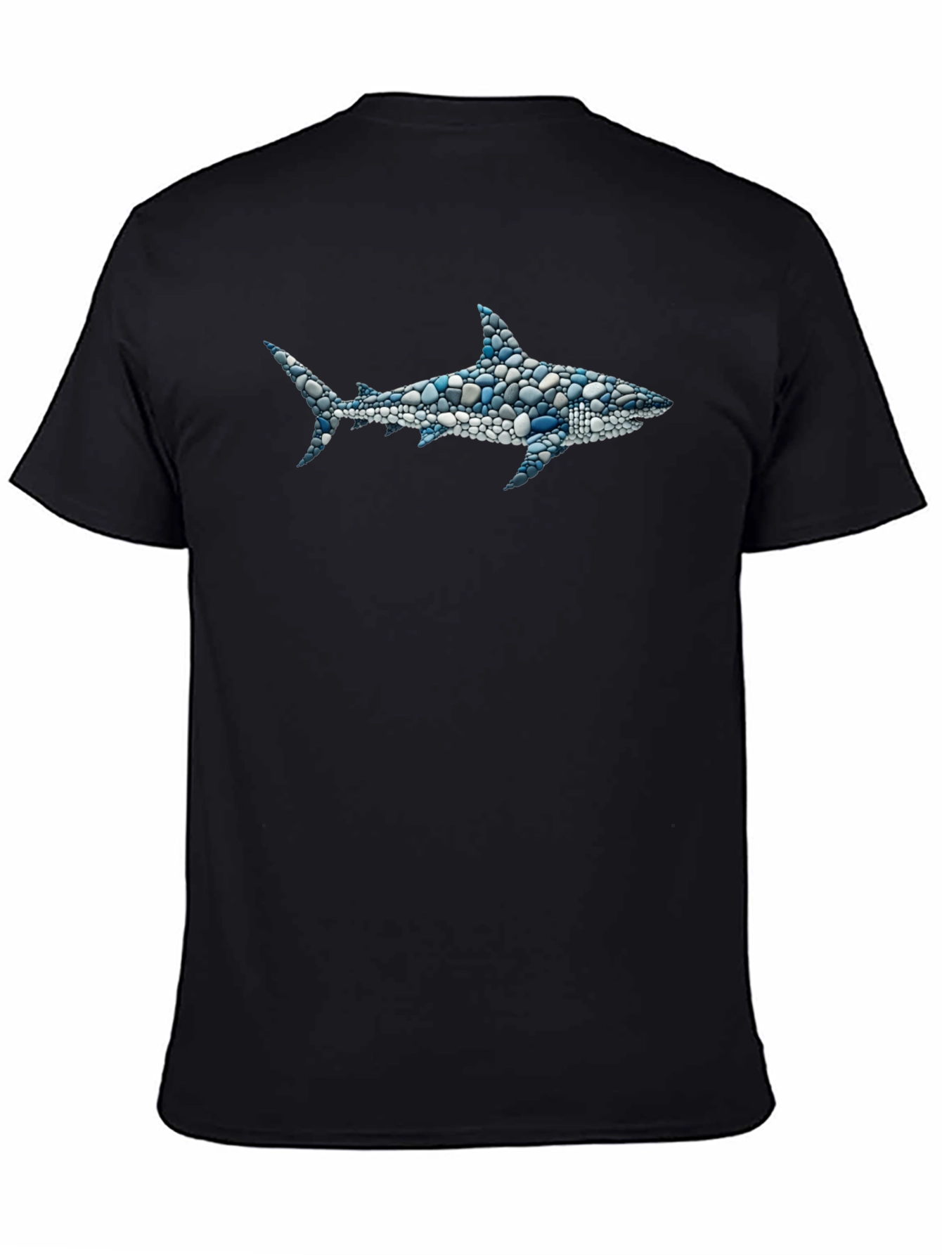 Mens Shark Pebble Art T-Shirt - Unique Ocean Design