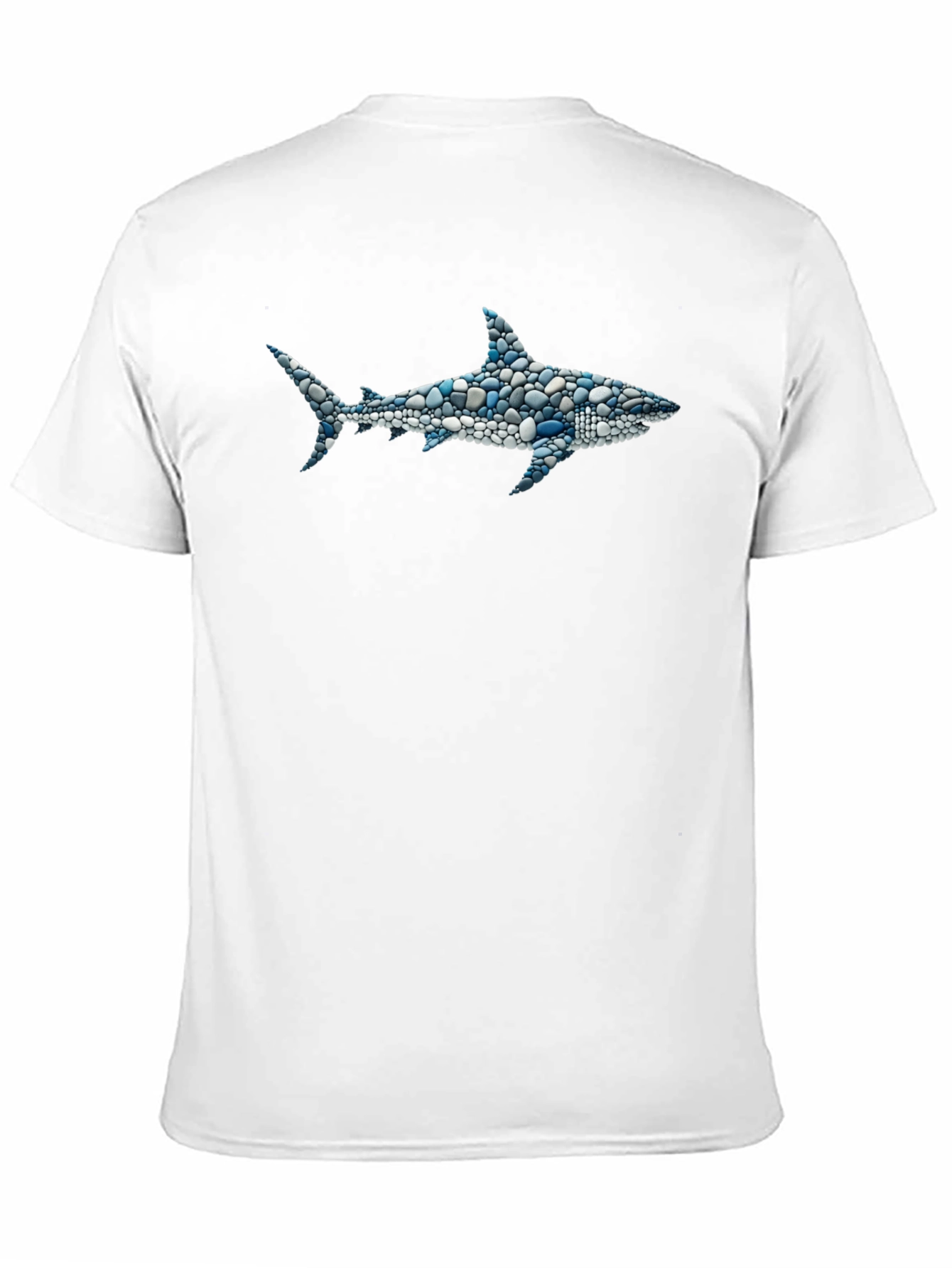 Mens Shark Pebble Art T-Shirt - Unique Ocean Design