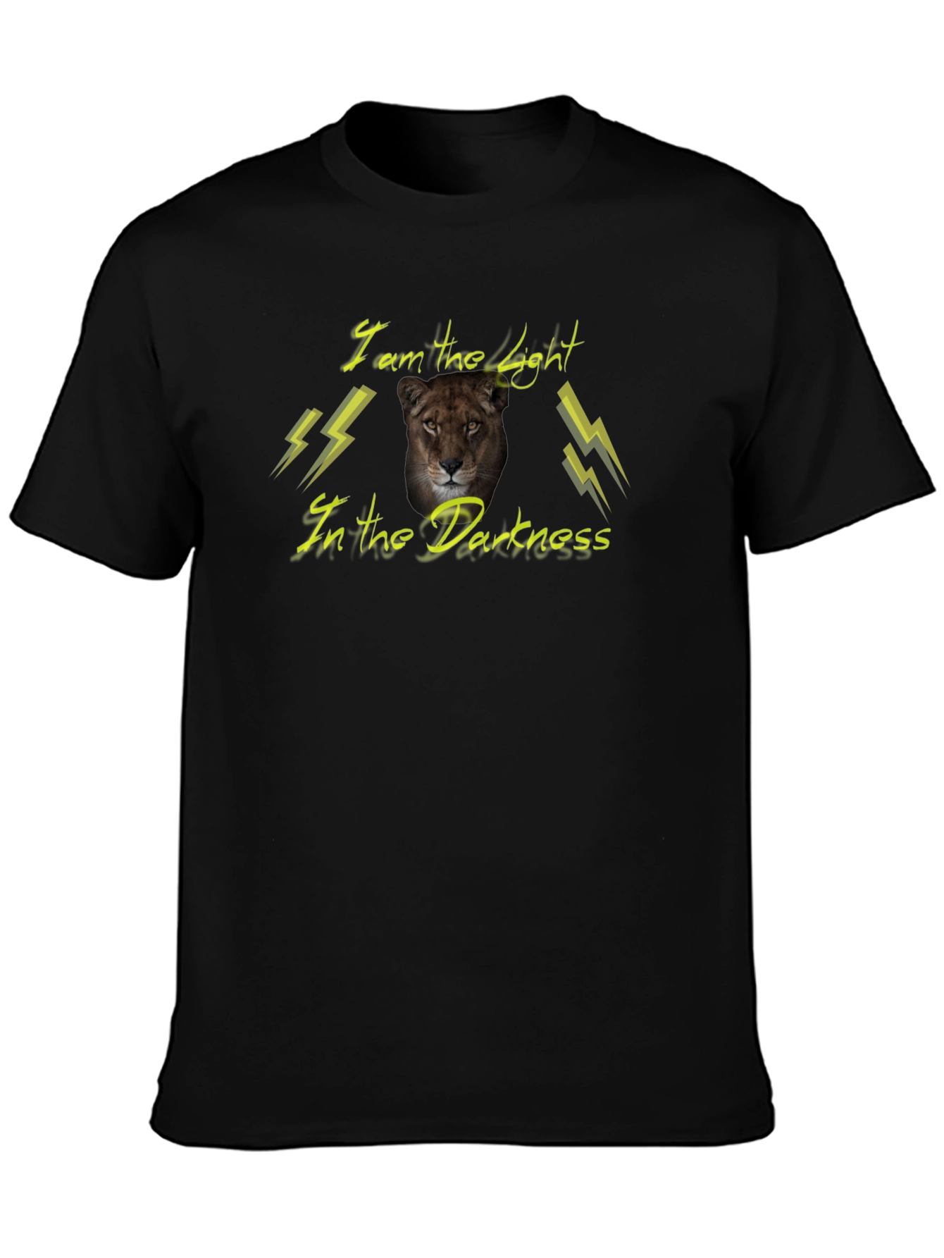 Lion I Am The Light Mens Black T-Shirt