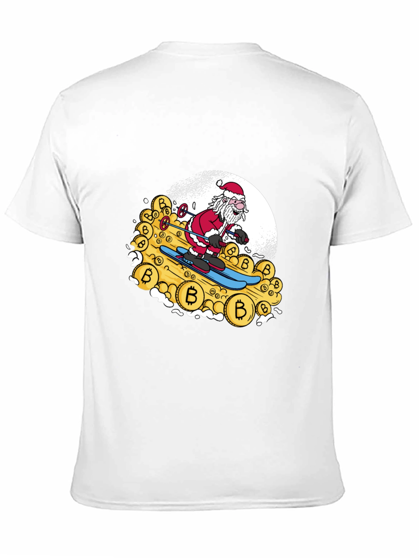 Santa Bitcoin Skiing Black Tee