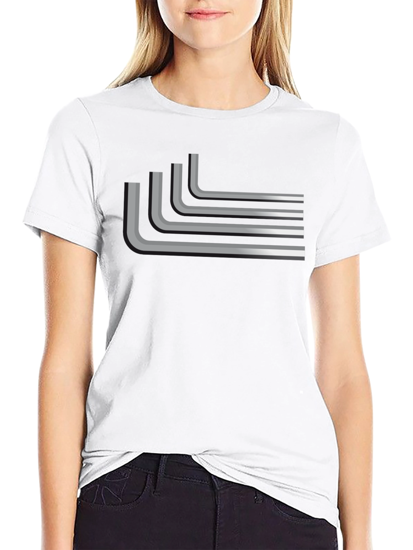 Retro Lines Black T-Shirt Cool Graphic Tee