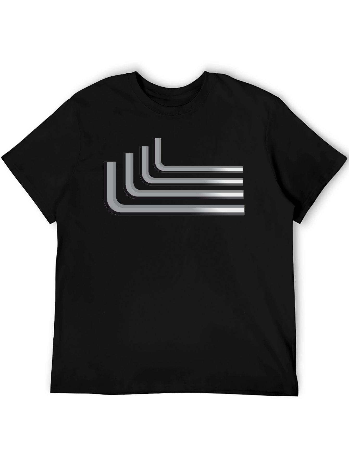 Retro Lines Black T-Shirt Cool Graphic Tee