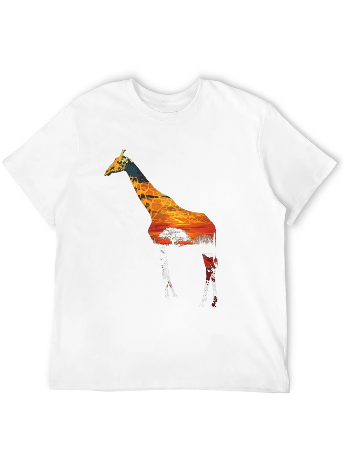 Giraffe Sunset Mens Graphic Tee