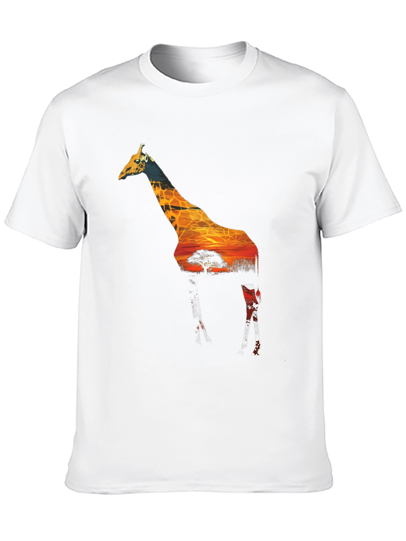 Giraffe Sunset Mens Graphic Tee