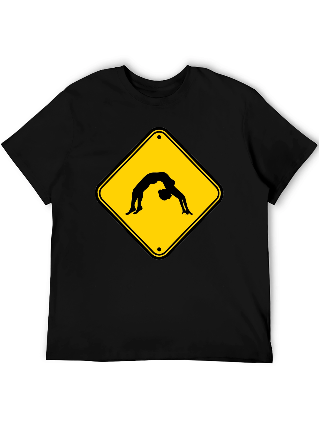 Yoga Pose Warning Sign Black T-Shirt