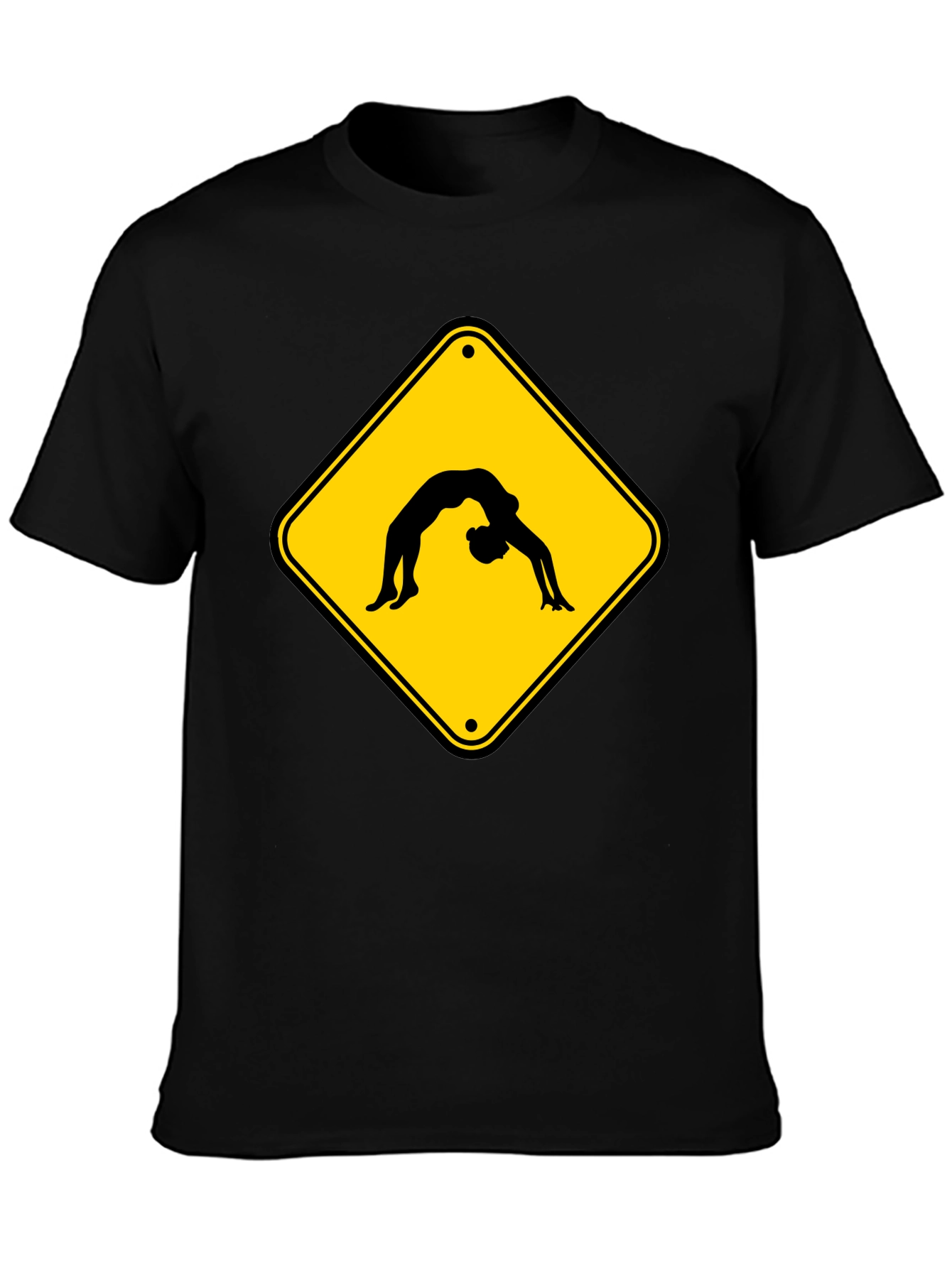 Yoga Pose Warning Sign Black T-Shirt