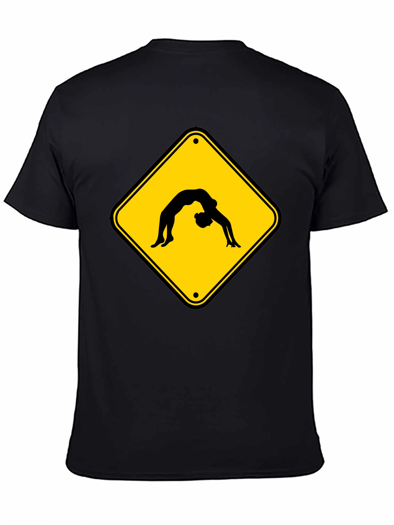 Yoga Pose Warning Sign Black T-Shirt