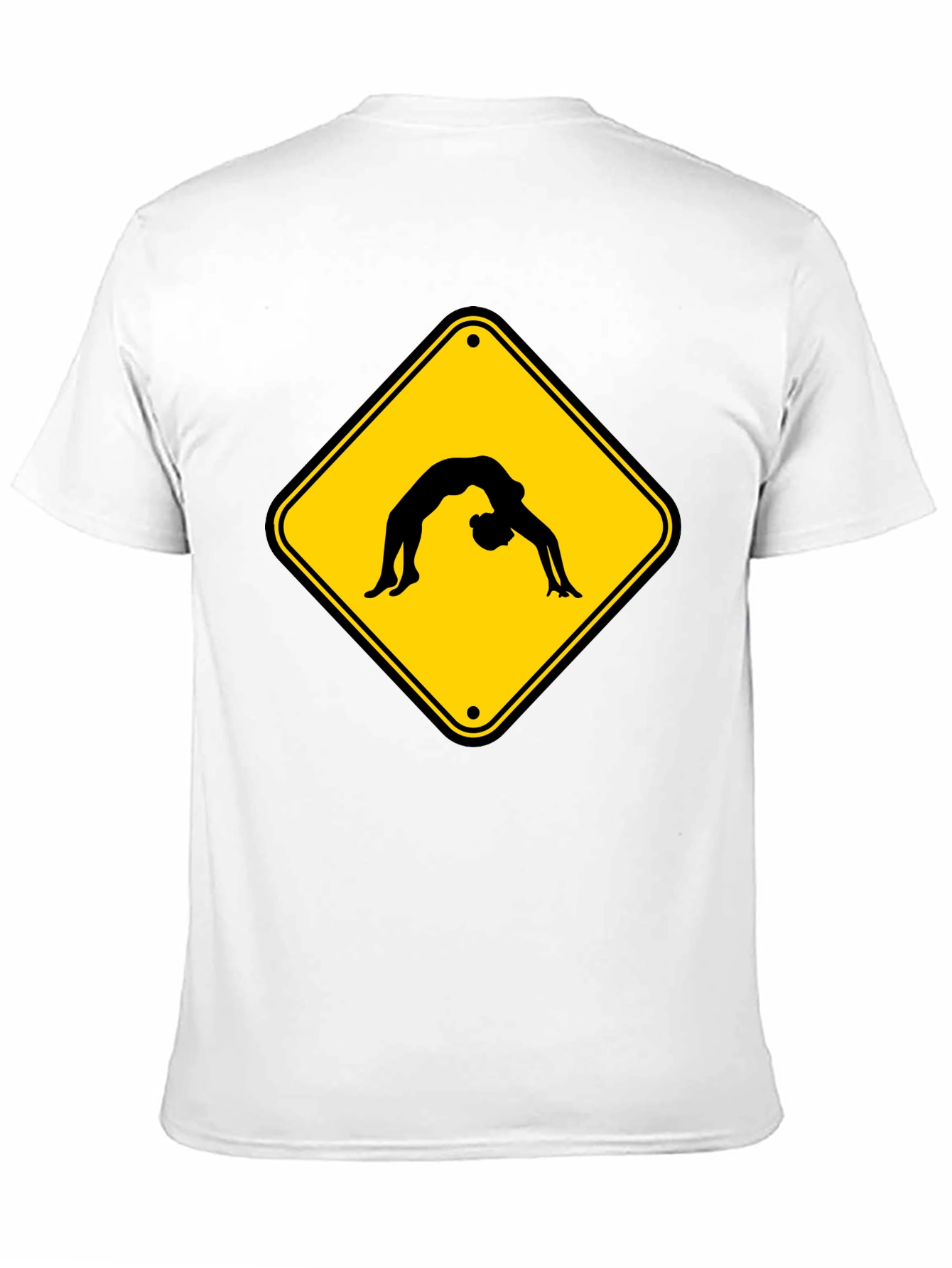 Yoga Pose Warning Sign Black T-Shirt