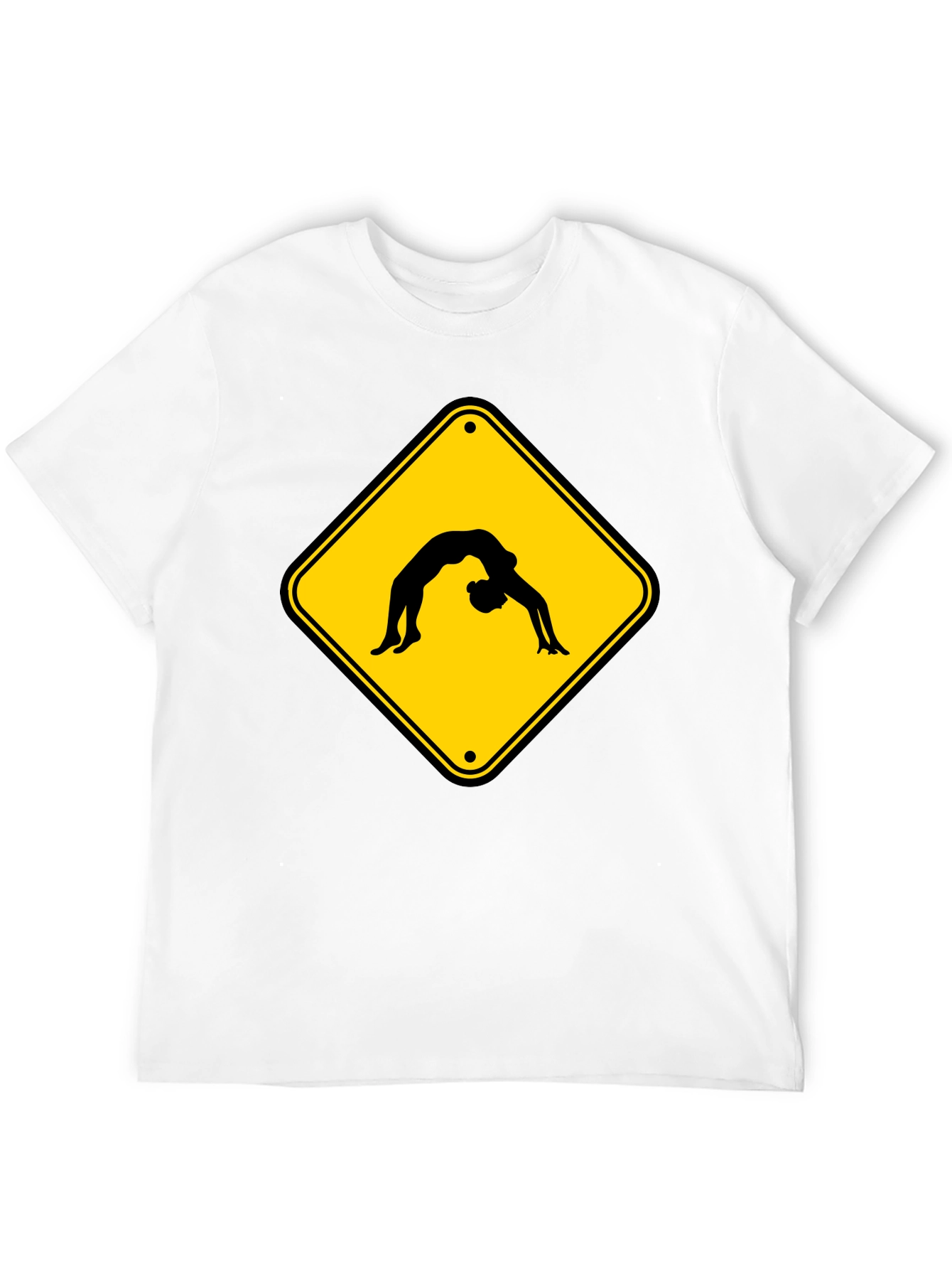 Yoga Pose Warning Sign Black T-Shirt