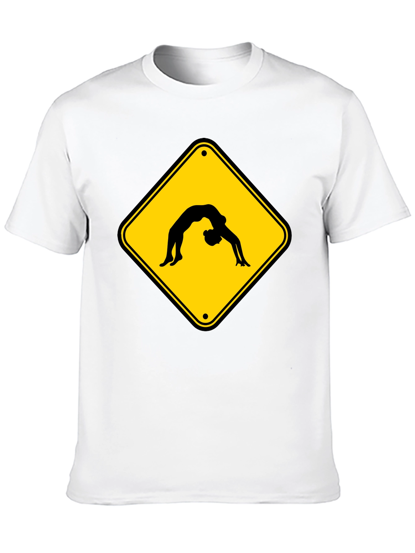 Yoga Pose Warning Sign Black T-Shirt