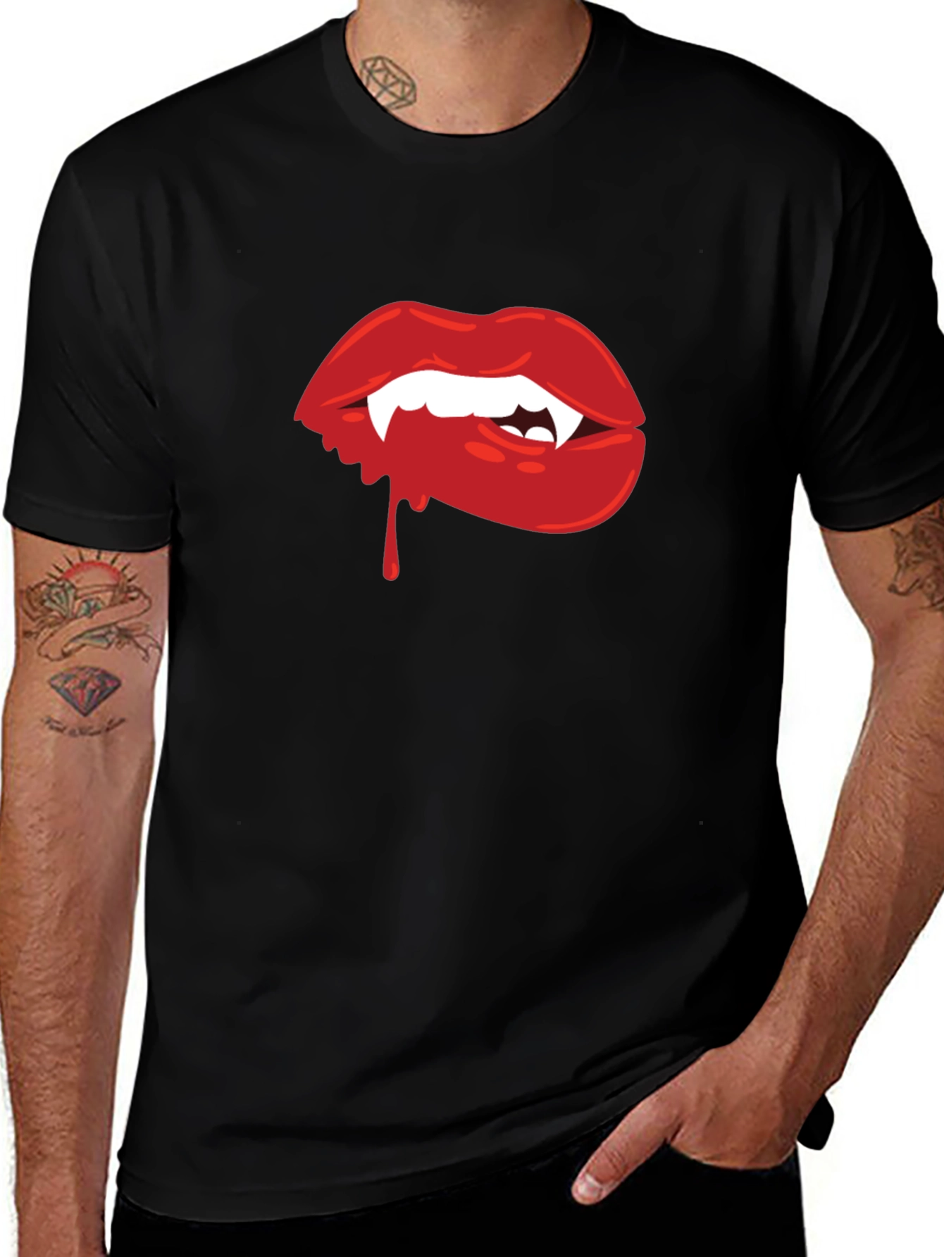 Vampire Lips Graphic Tee - Halloween Ready
