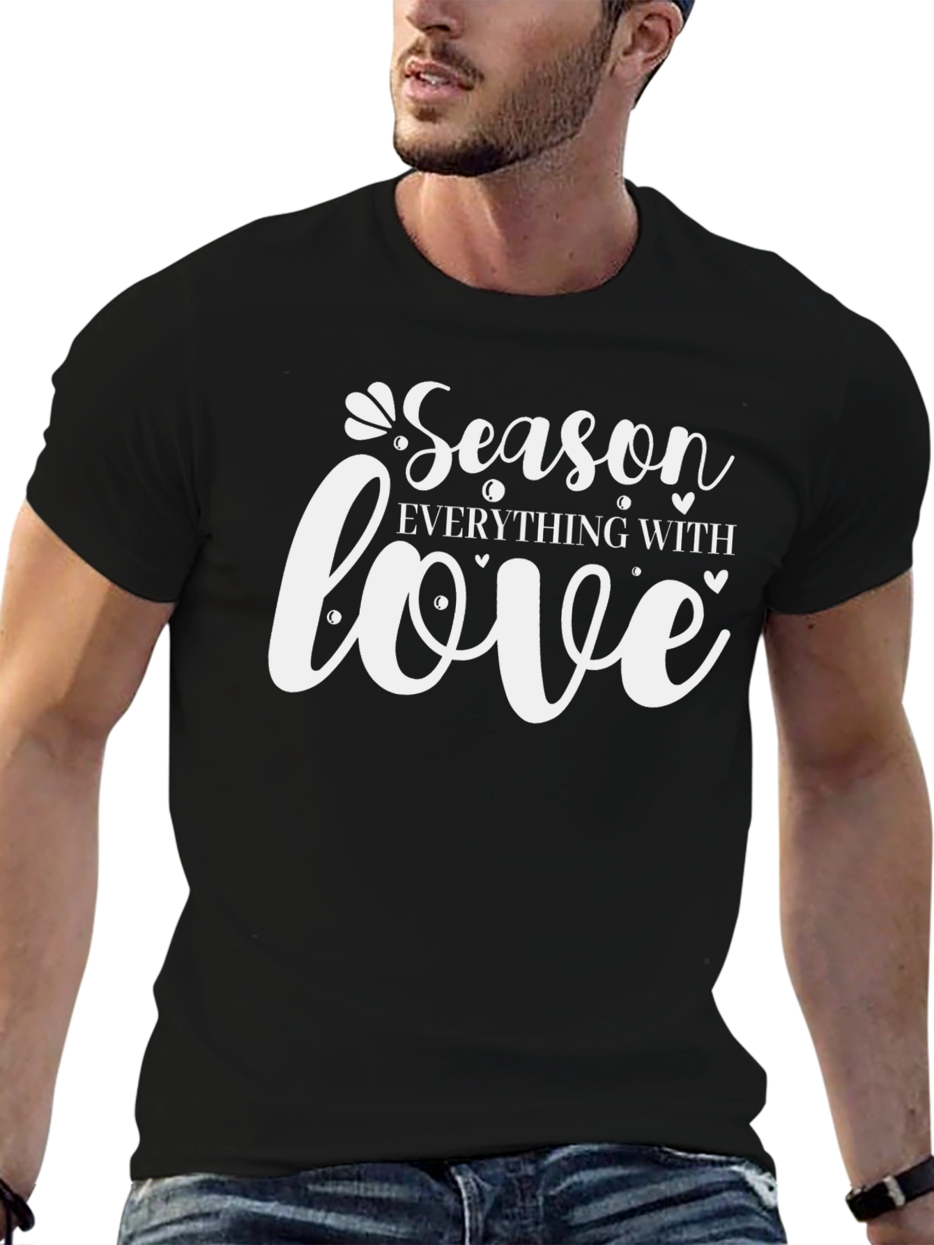 Season Everything with Love Black Graphic T-Shirt