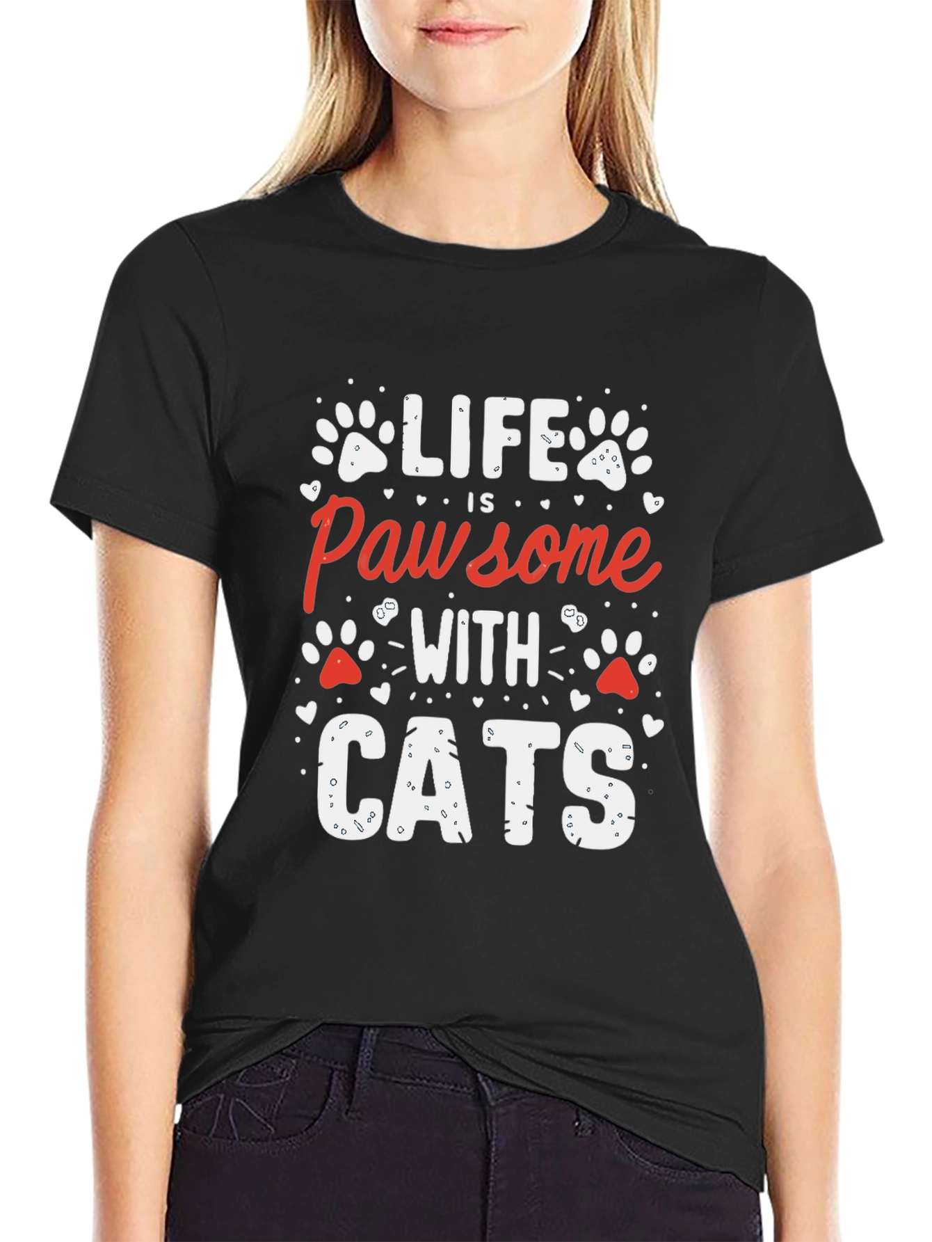 Life is Pawsome with Cats T-Shirt