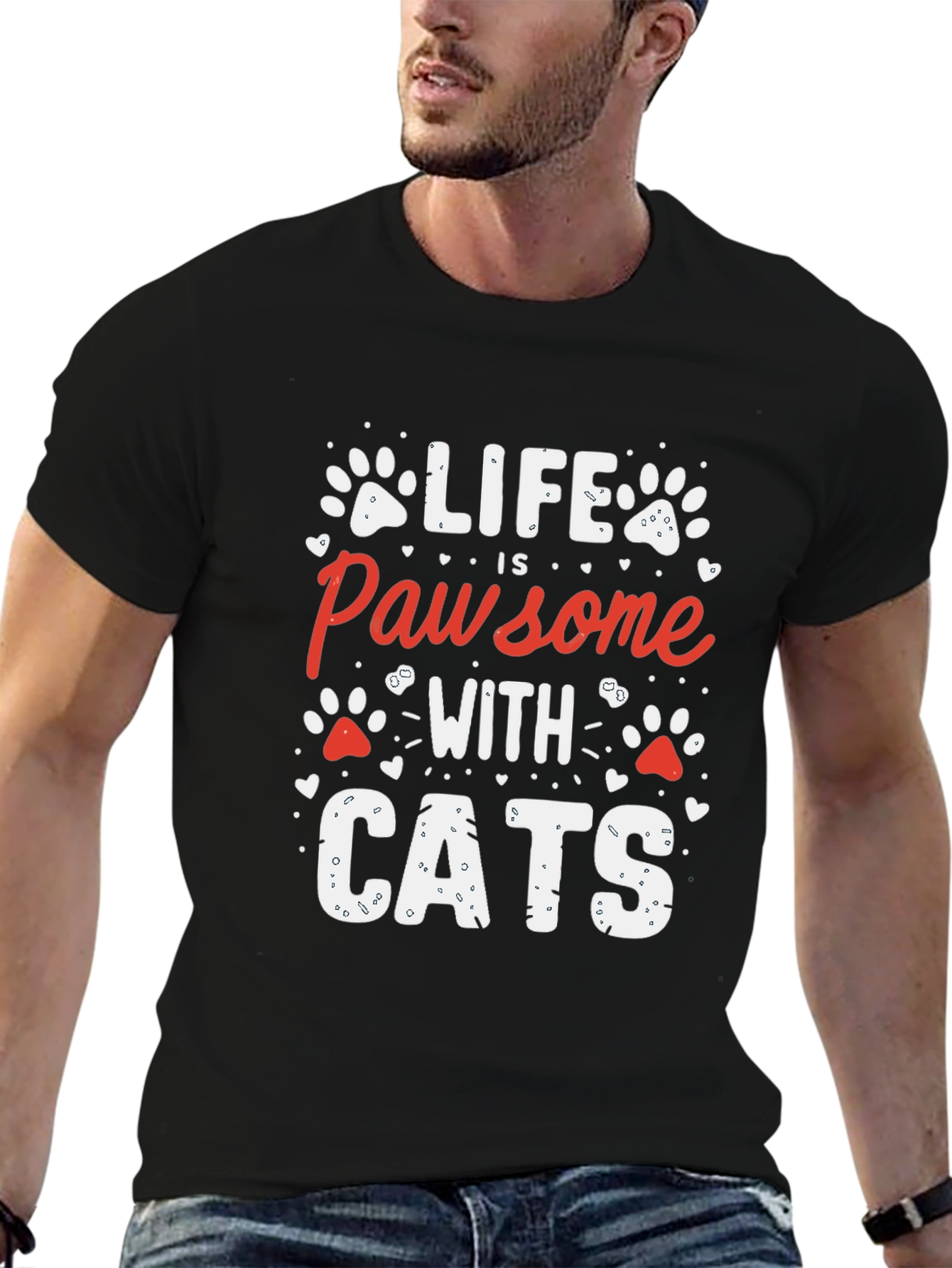 Life is Pawsome with Cats T-Shirt