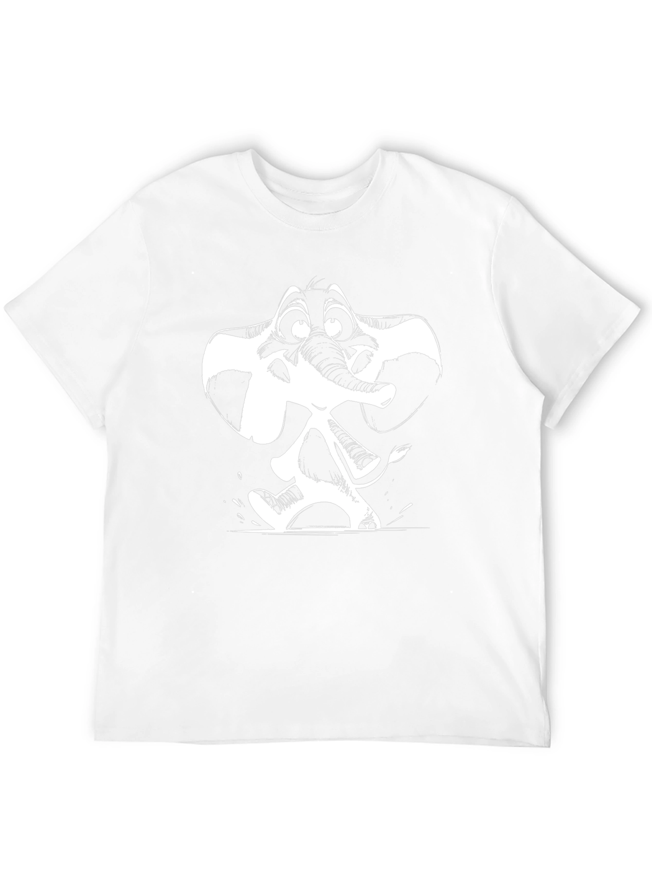 Cartoon Elephant Graphic Tee - Black Cotton T-Shirt
