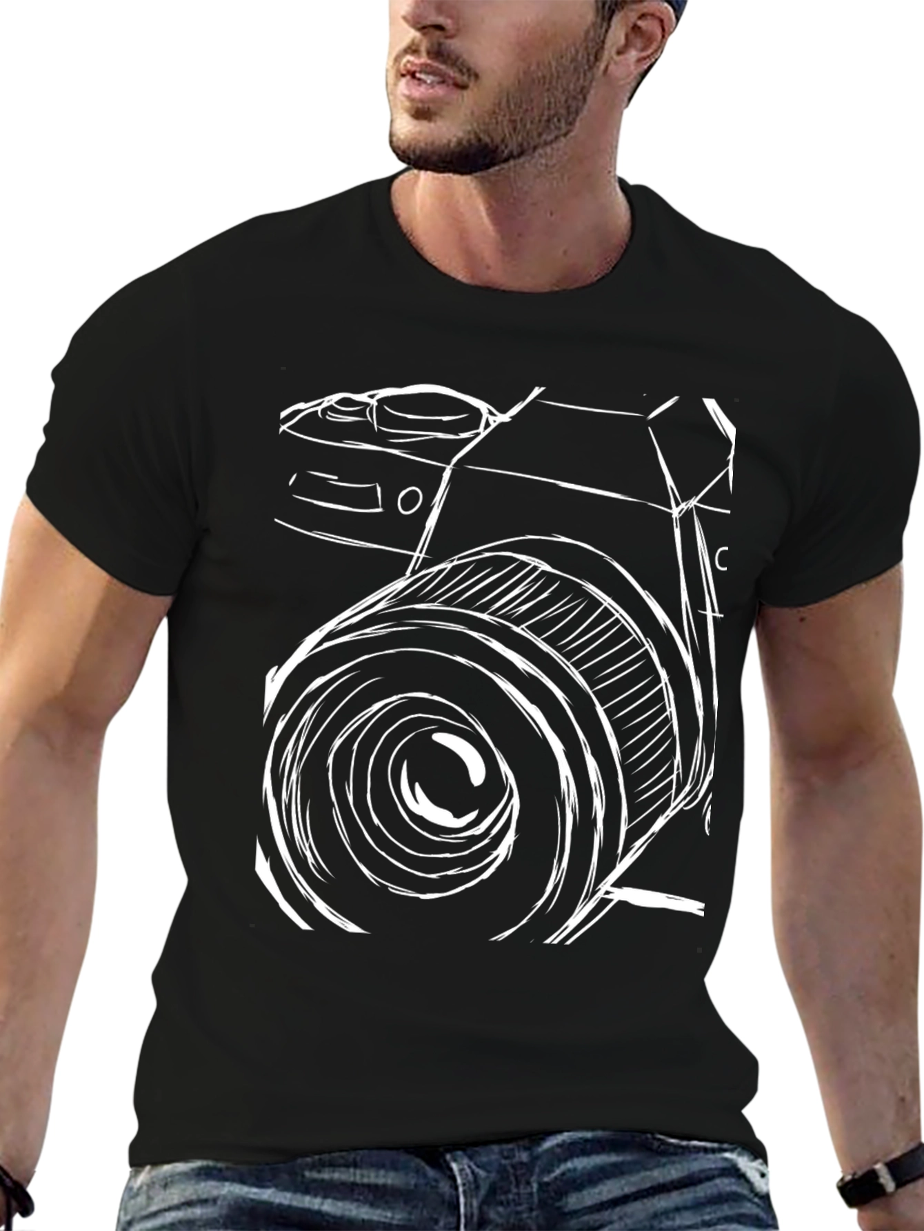 Abstract Camera Graphic Black T-Shirt